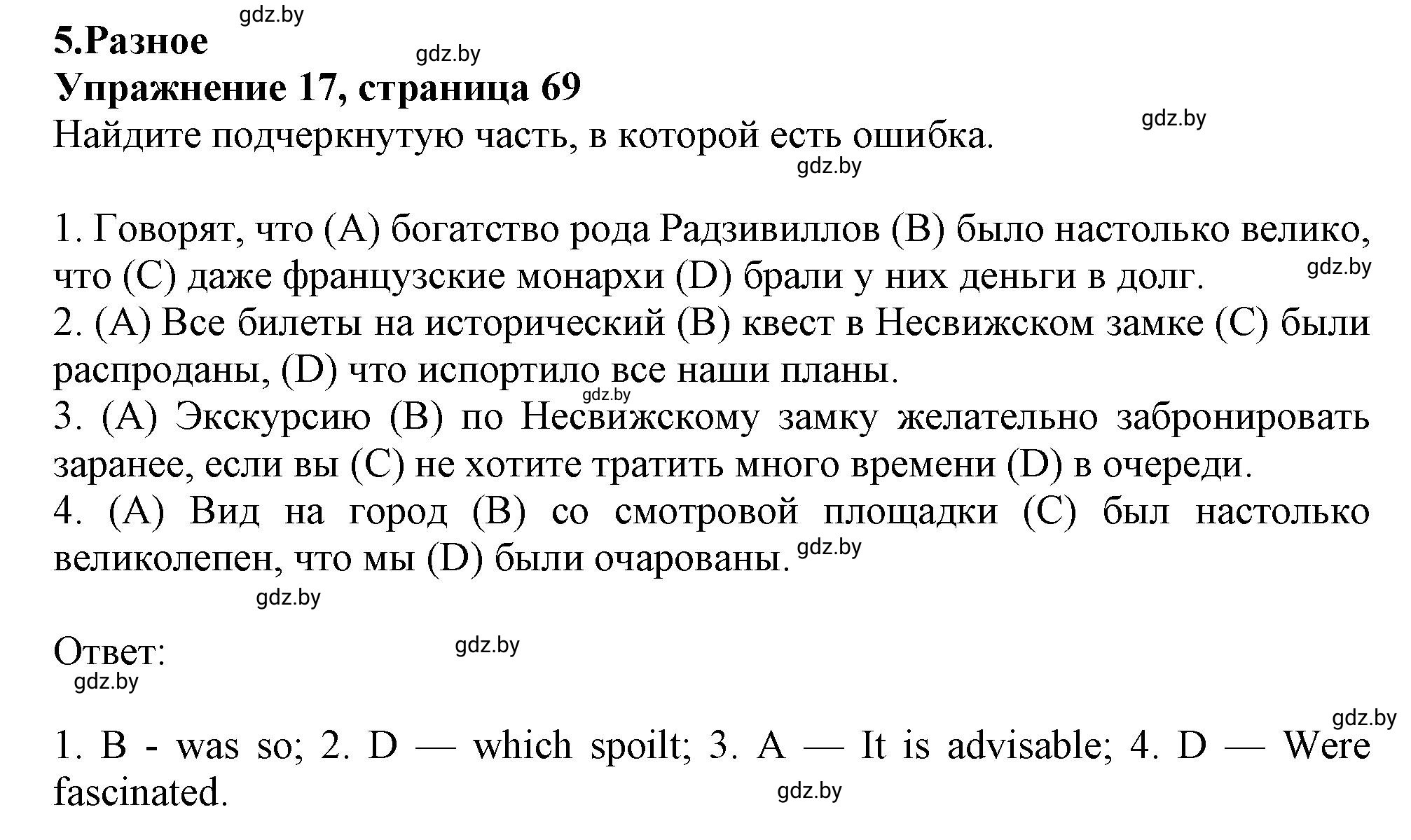 Решение номер 17 (страница 69) гдз по английскому языку 11 класс Севрюкова, Бушуева, тетрадь по грамматике