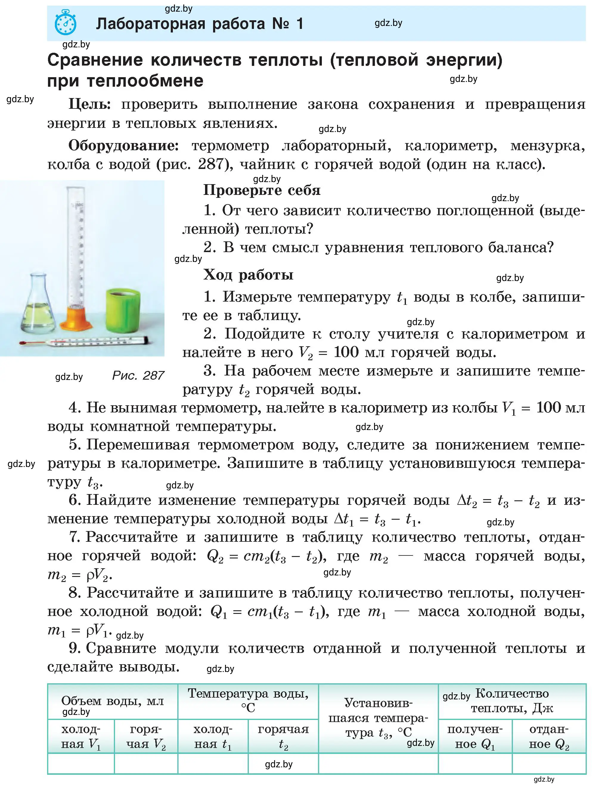 Условие  Лабораторная работа № 1 (страница 158) гдз по физике 8 класс Исаченкова, Громыко, учебник