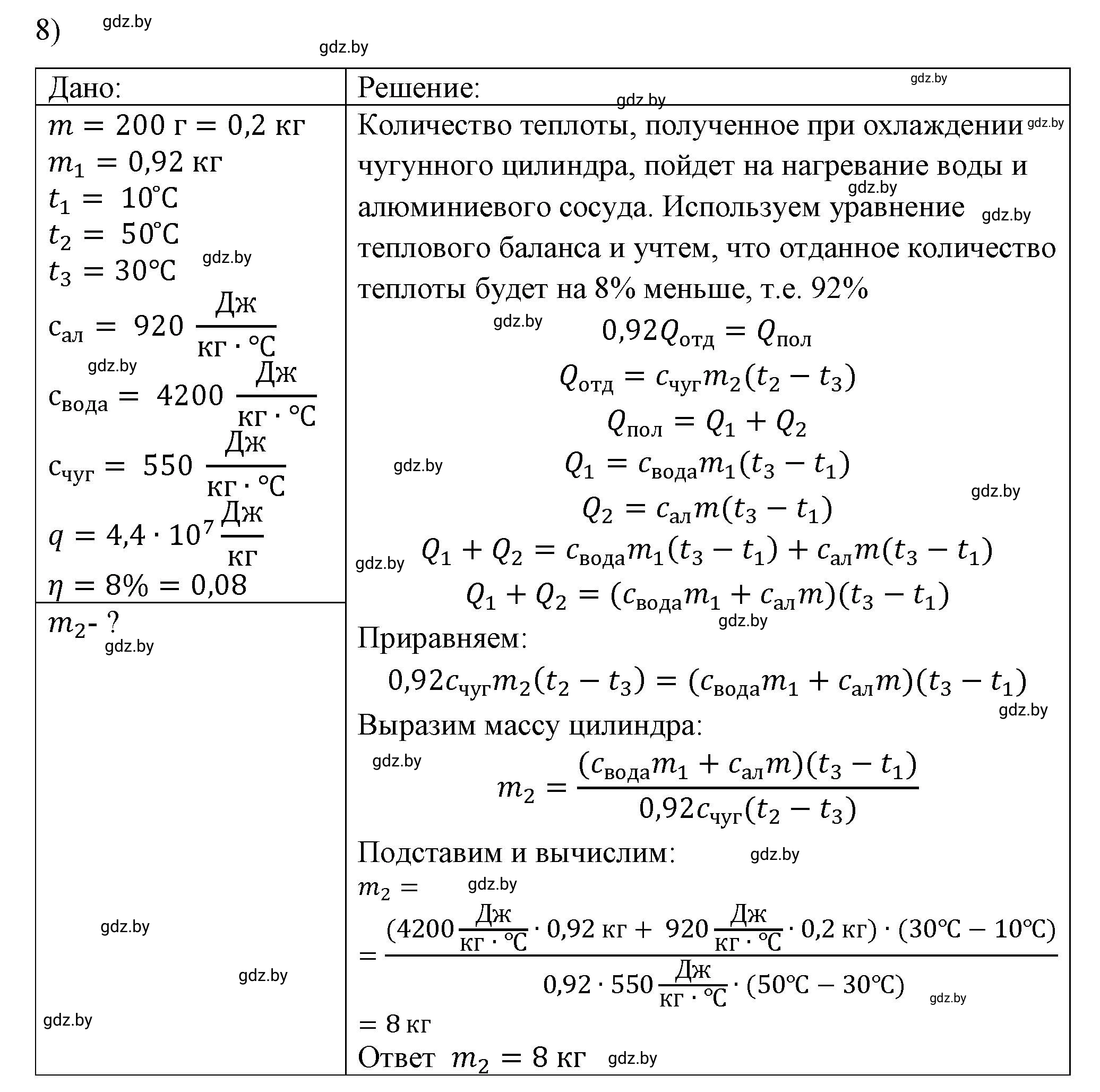 Решение 2. номер 8 (страница 27) гдз по физике 8 класс Исаченкова, Громыко, учебник