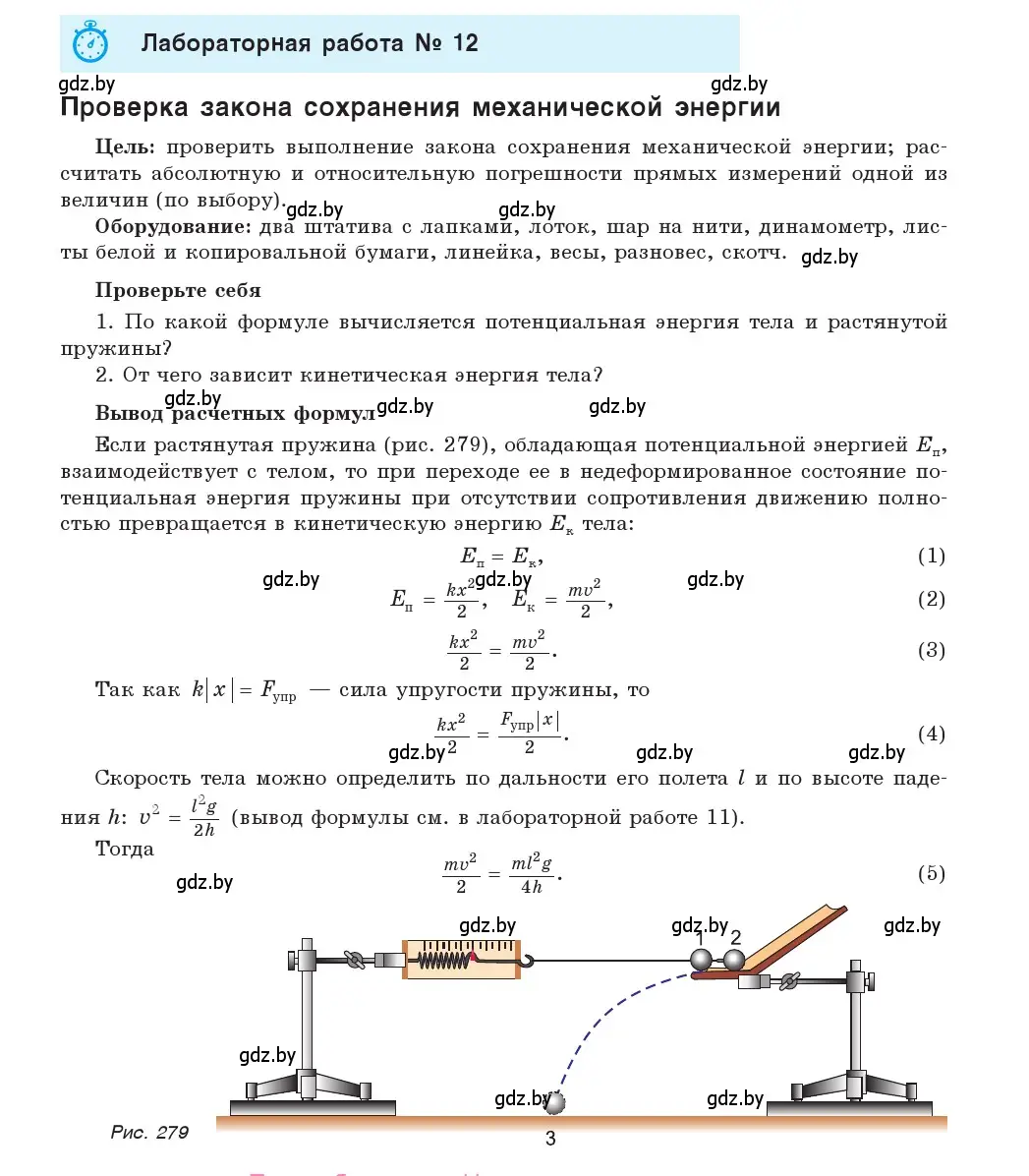 Условие  Лабораторная работа №12 (страница 198) гдз по физике 9 класс Исаченкова, Сокольский, учебник