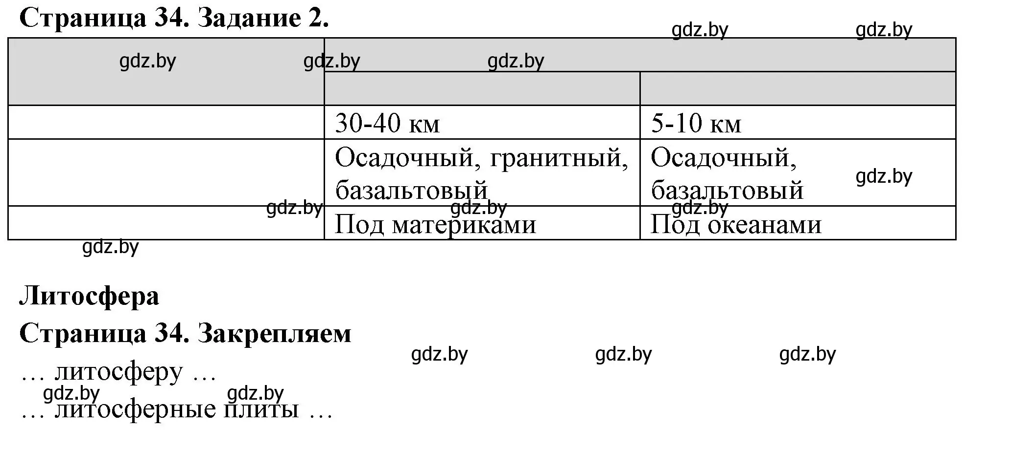 Решение номер 2 (страница 34) гдз по географии 6 класс Кольмакова, Пикулик, рабочая тетрадь