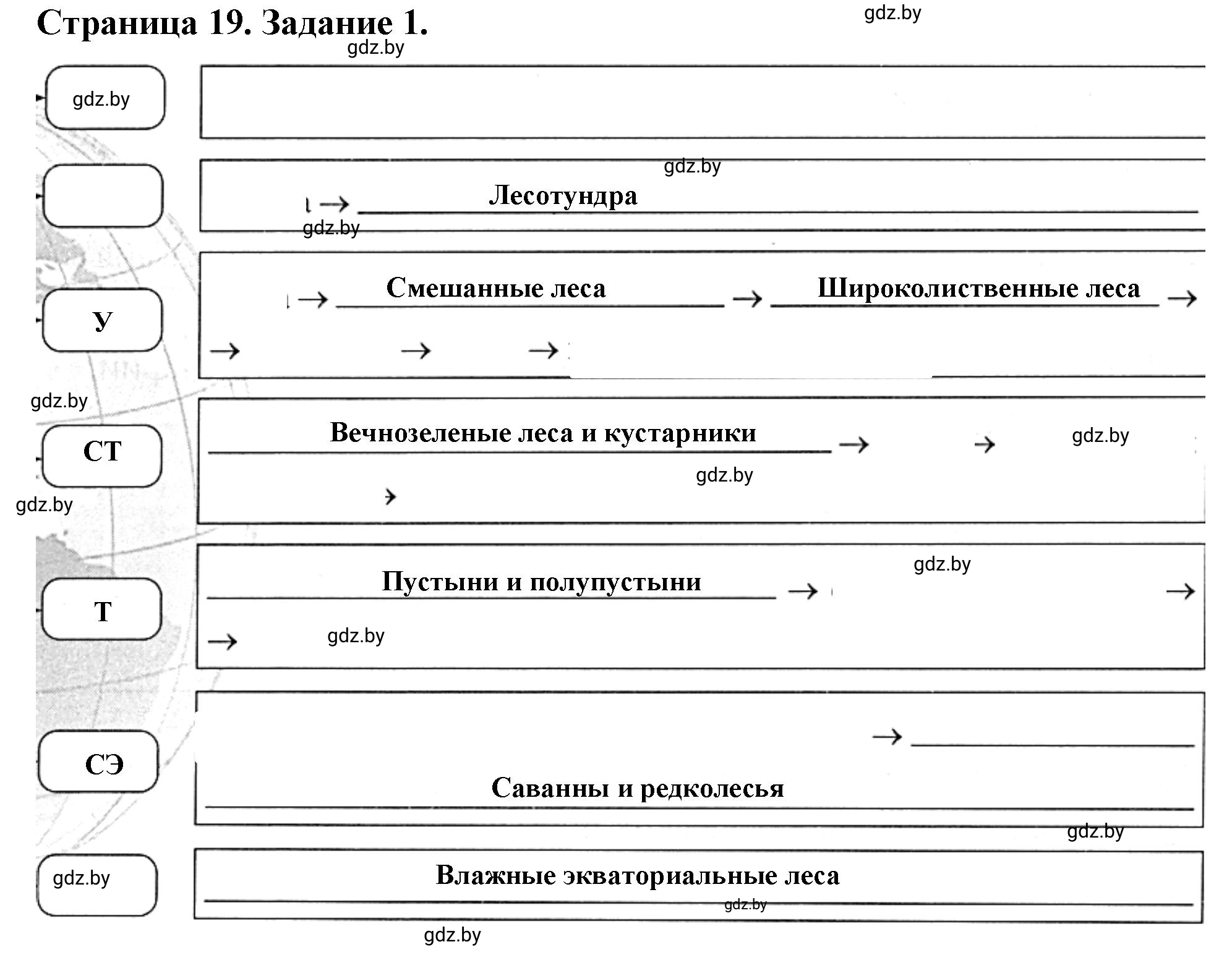 Решение номер 1 (страница 19) гдз по географии 7 класс Кольмакова, Сарычева, рабочая тетрадь