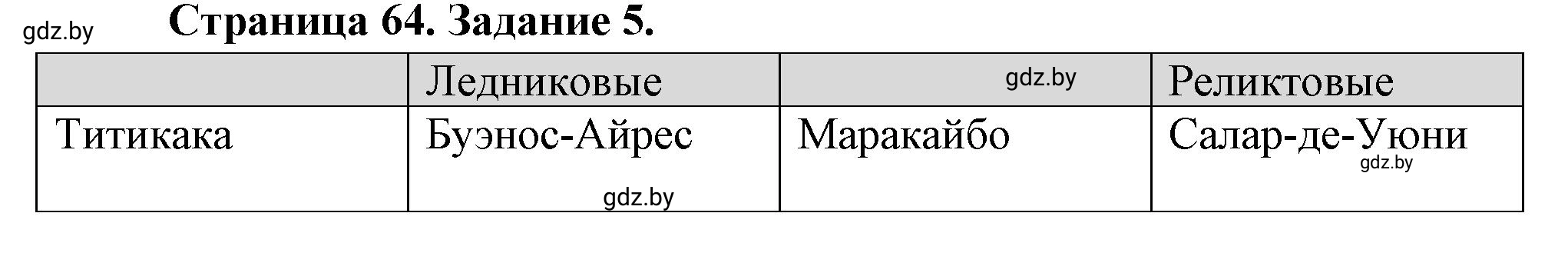 Решение номер 5 (страница 64) гдз по географии 7 класс Кольмакова, Сарычева, рабочая тетрадь
