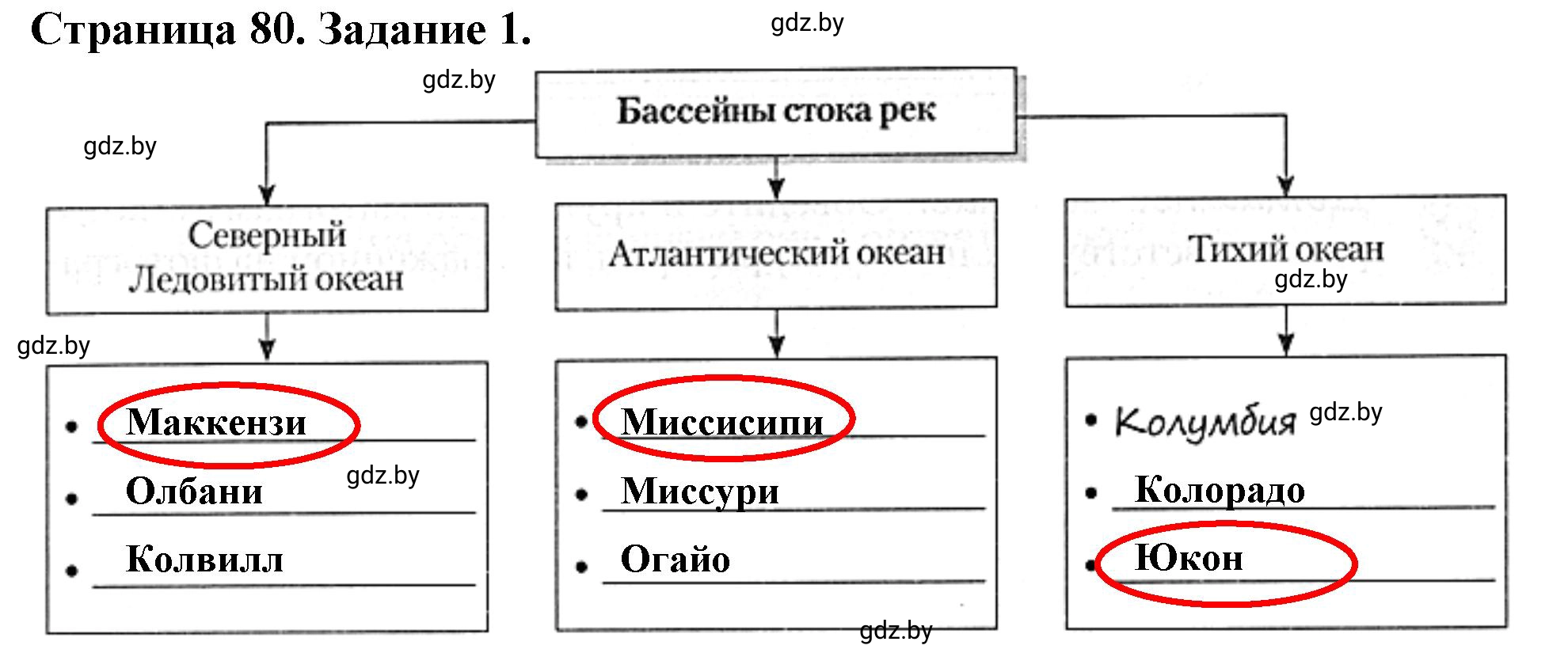 Решение номер 1 (страница 80) гдз по географии 7 класс Кольмакова, Сарычева, рабочая тетрадь