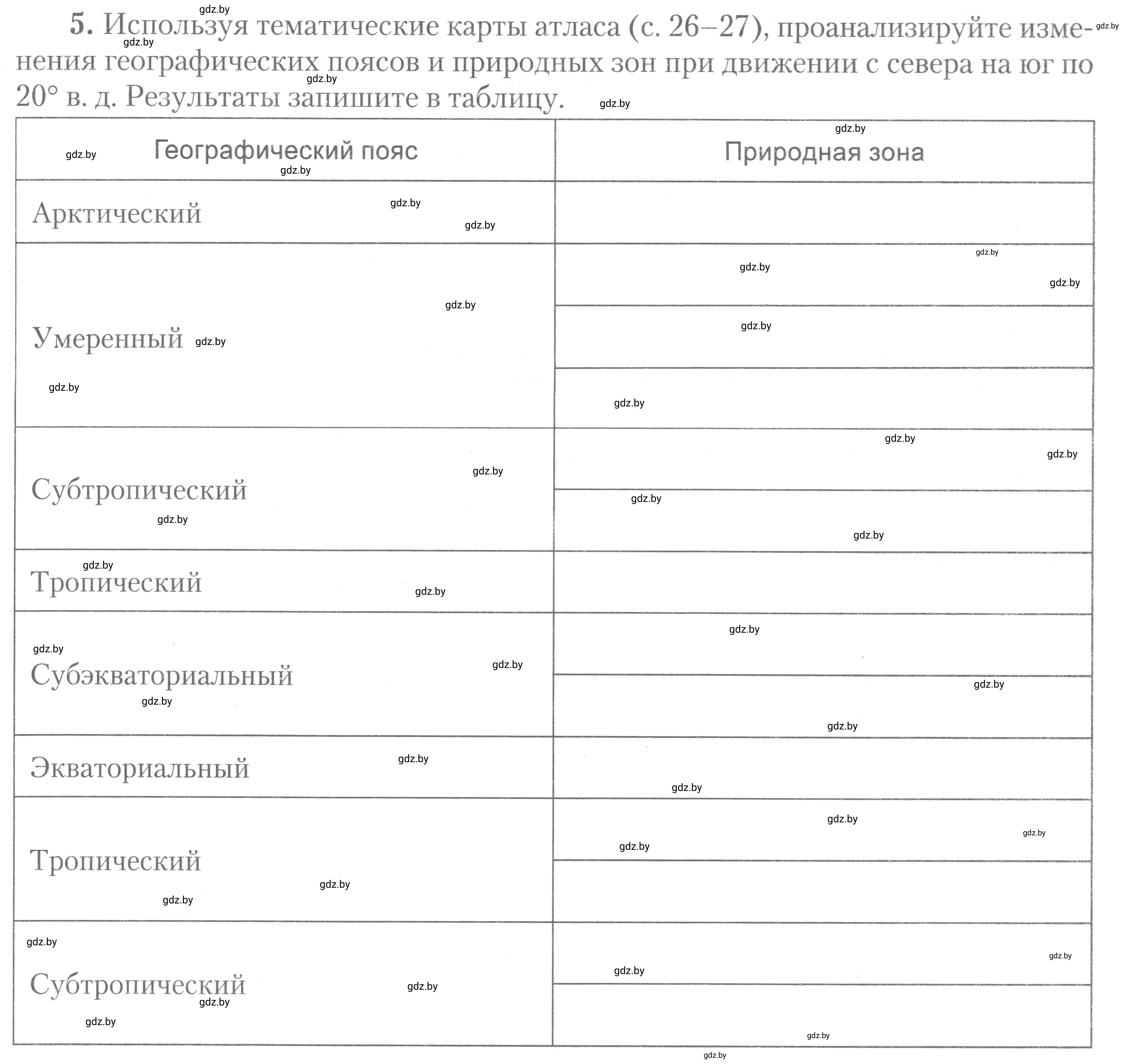 Условие номер 5 (страница 5) гдз по географии 7 класс Метельский, тетрадь для практических работ