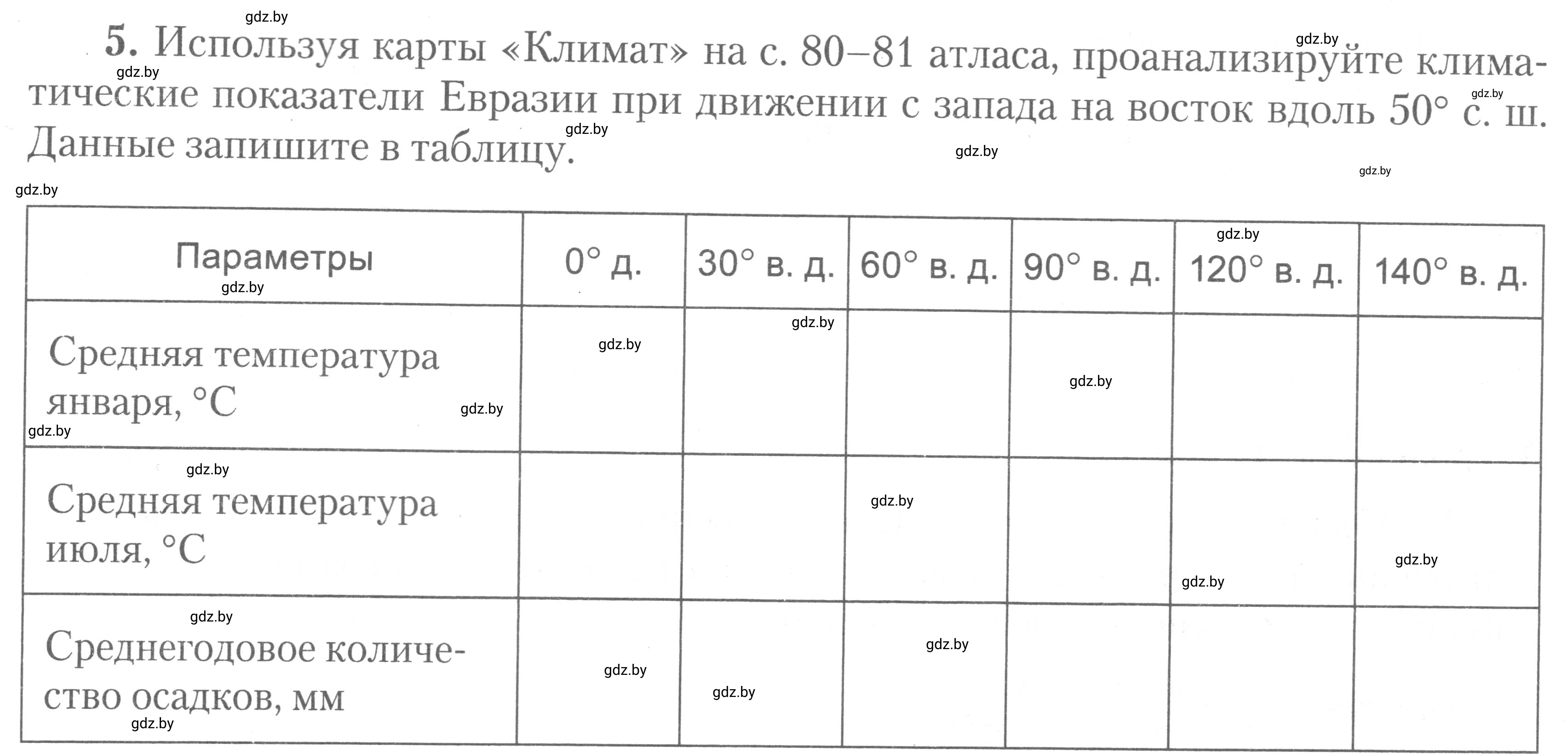 Условие номер 5 (страница 19) гдз по географии 7 класс Метельский, тетрадь для практических работ