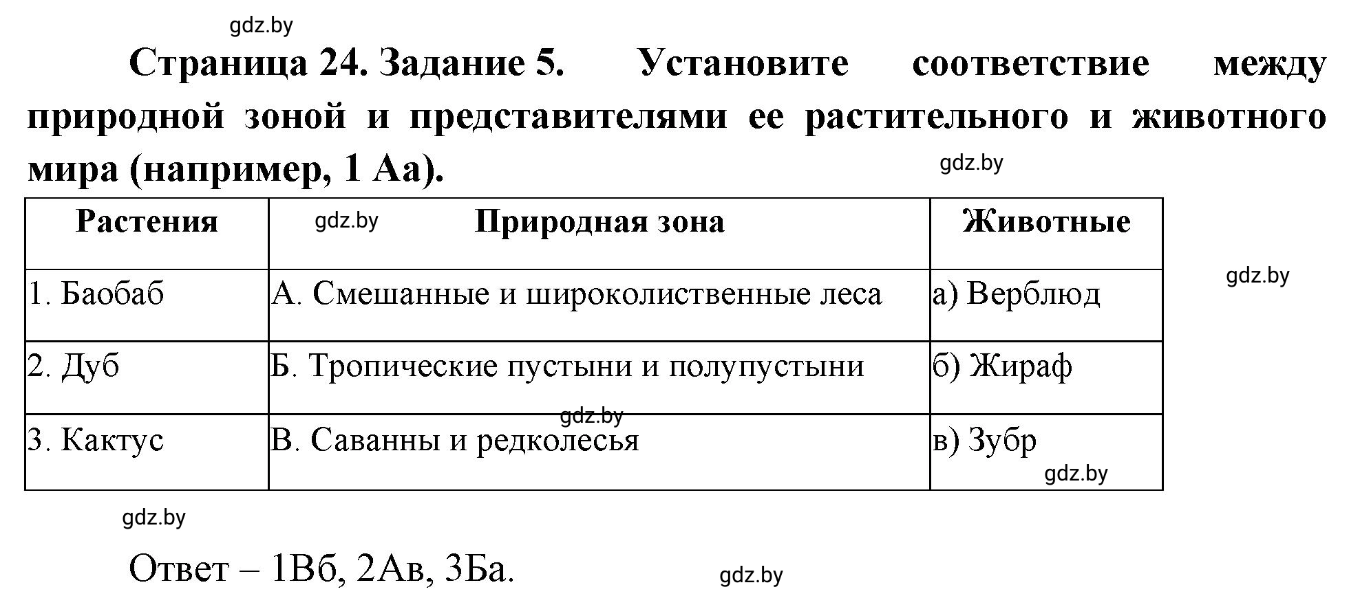 Решение номер 5 (страница 24) гдз по географии 7 класс Метельский, тетрадь для практических работ