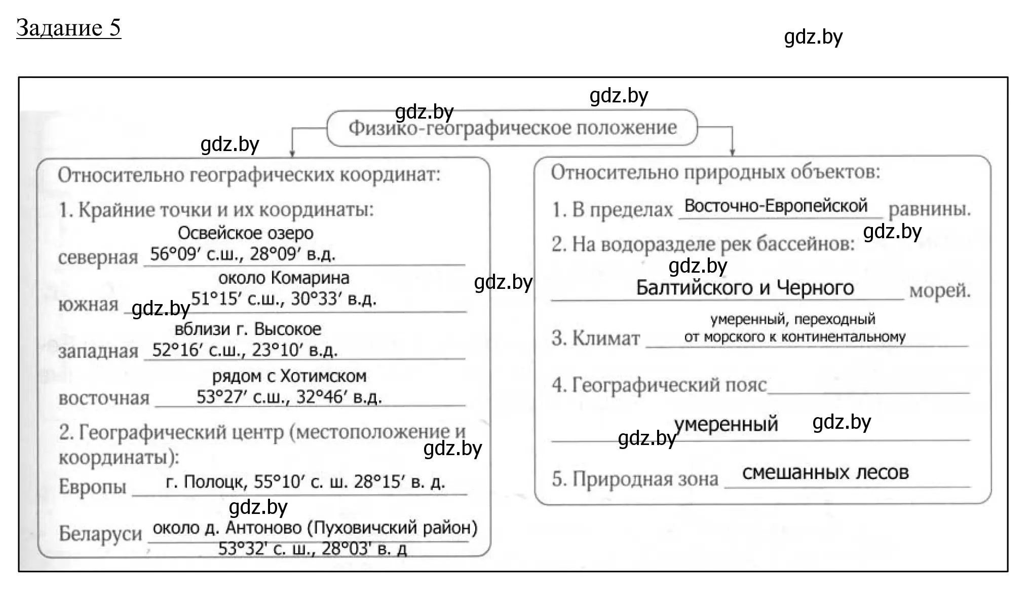 Решение номер 5 (страница 5) гдз по географии 9 класс Брилевский, Климович, рабочая тетрадь