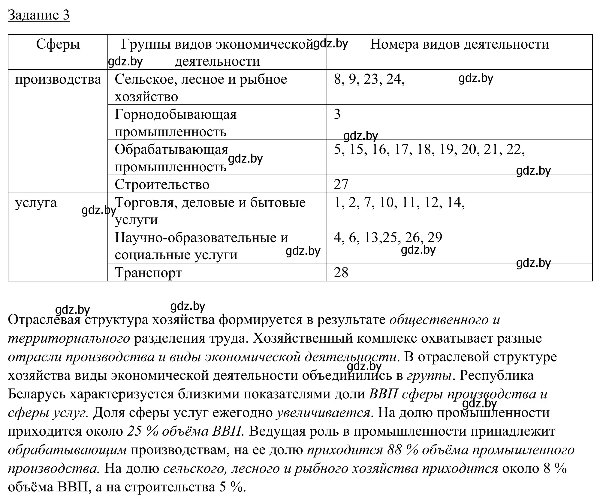 Решение номер 3 (страница 59) гдз по географии 9 класс Брилевский, Климович, рабочая тетрадь