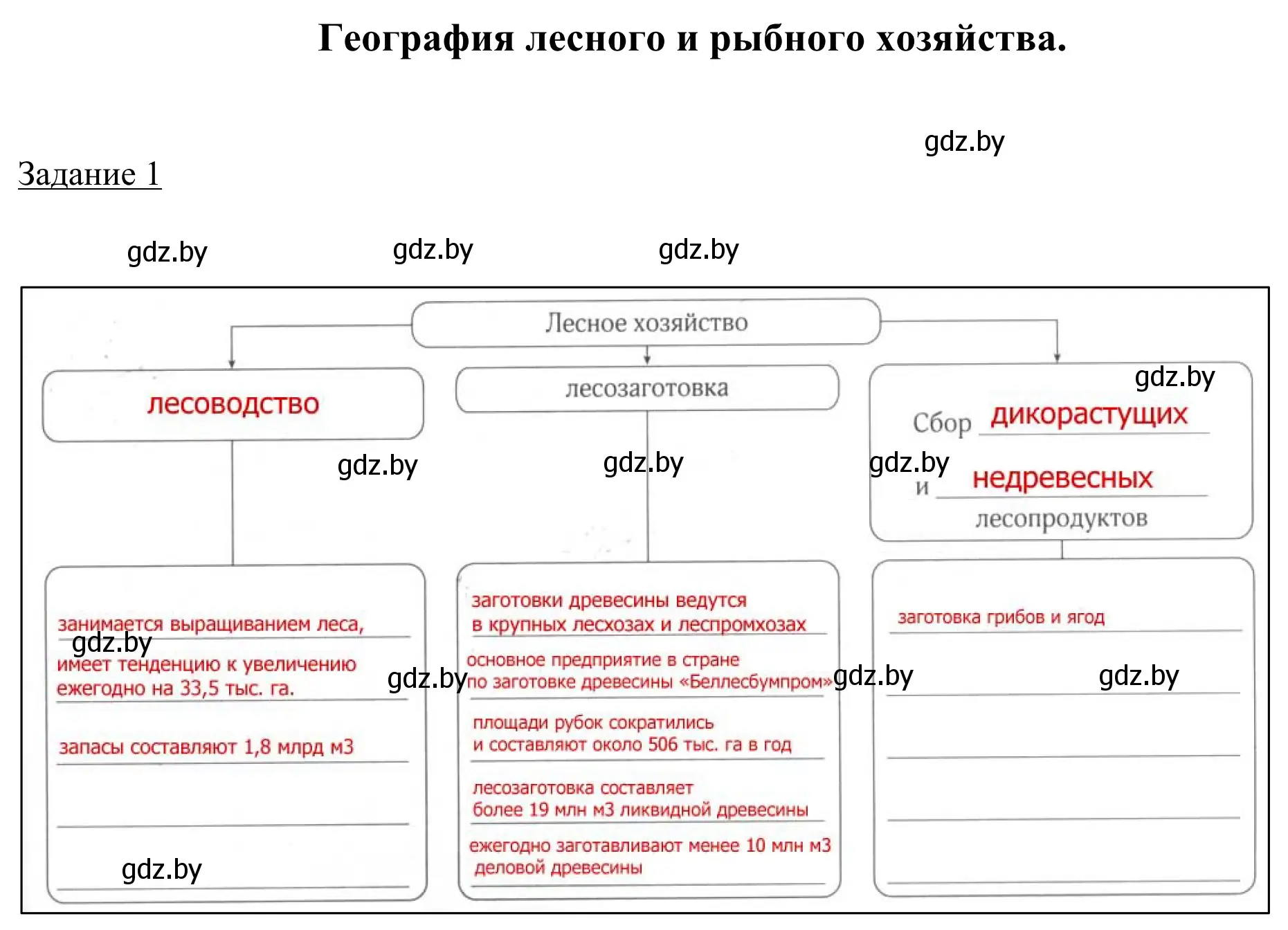 Решение номер 1 (страница 67) гдз по географии 9 класс Брилевский, Климович, рабочая тетрадь