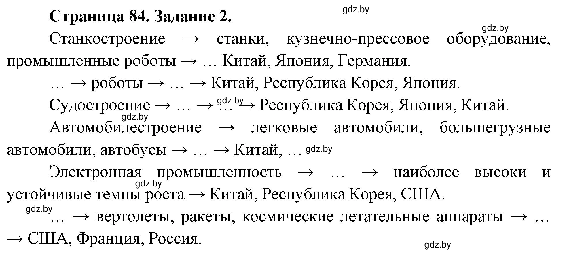 Решение номер 2 (страница 84) гдз по географии 10 класс Кольмакова, Пикулик, рабочая тетрадь