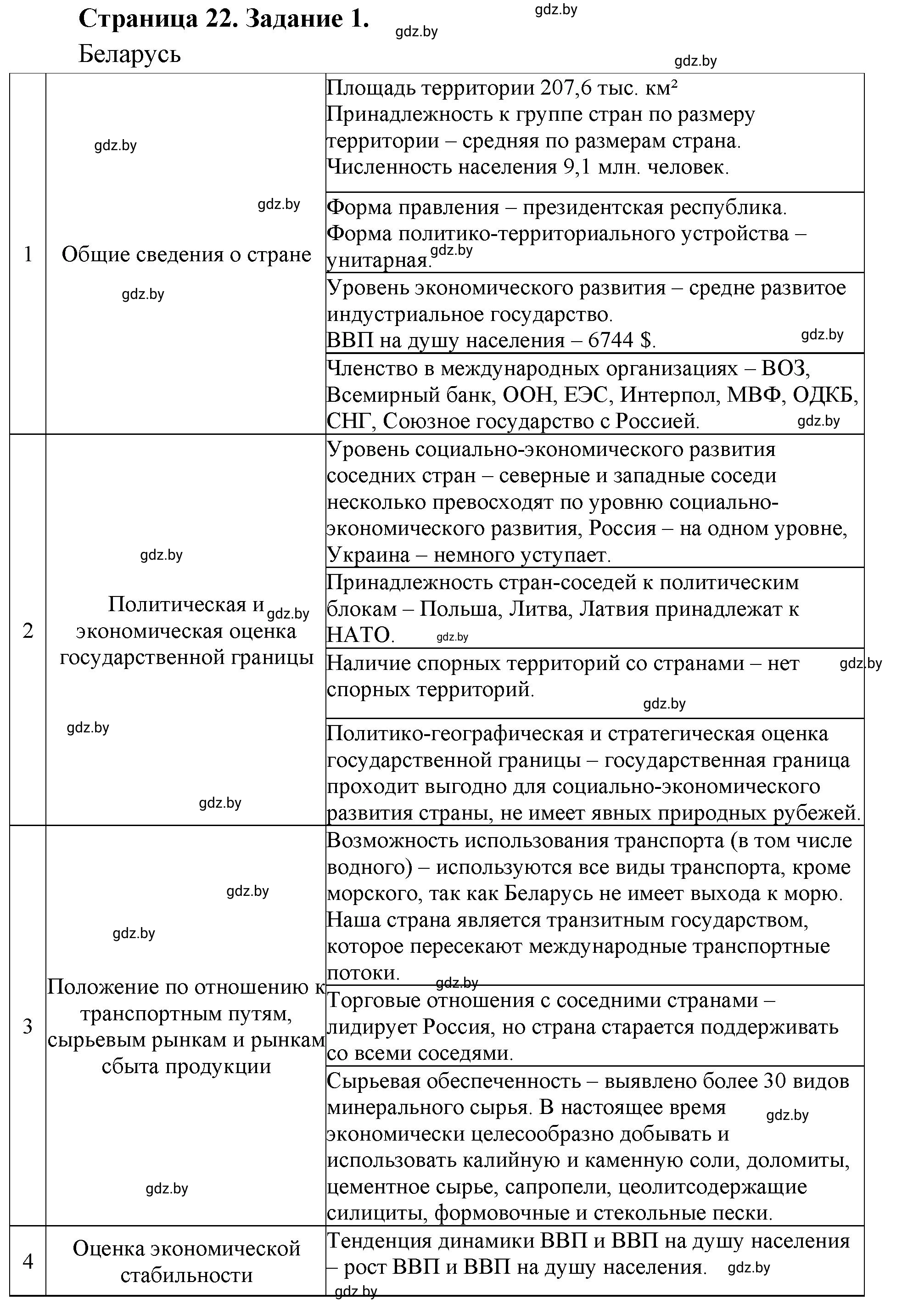 Решение номер 1 (страница 22) гдз по географии 11 класс Кольмакова, Сарычева, тетрадь для практических работ