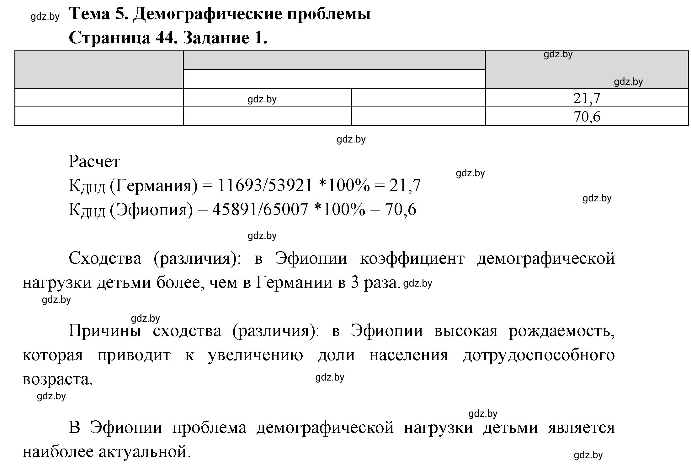 Решение номер 1 (страница 44) гдз по географии 11 класс Витченко, Антипова, тетрадь для практических работ