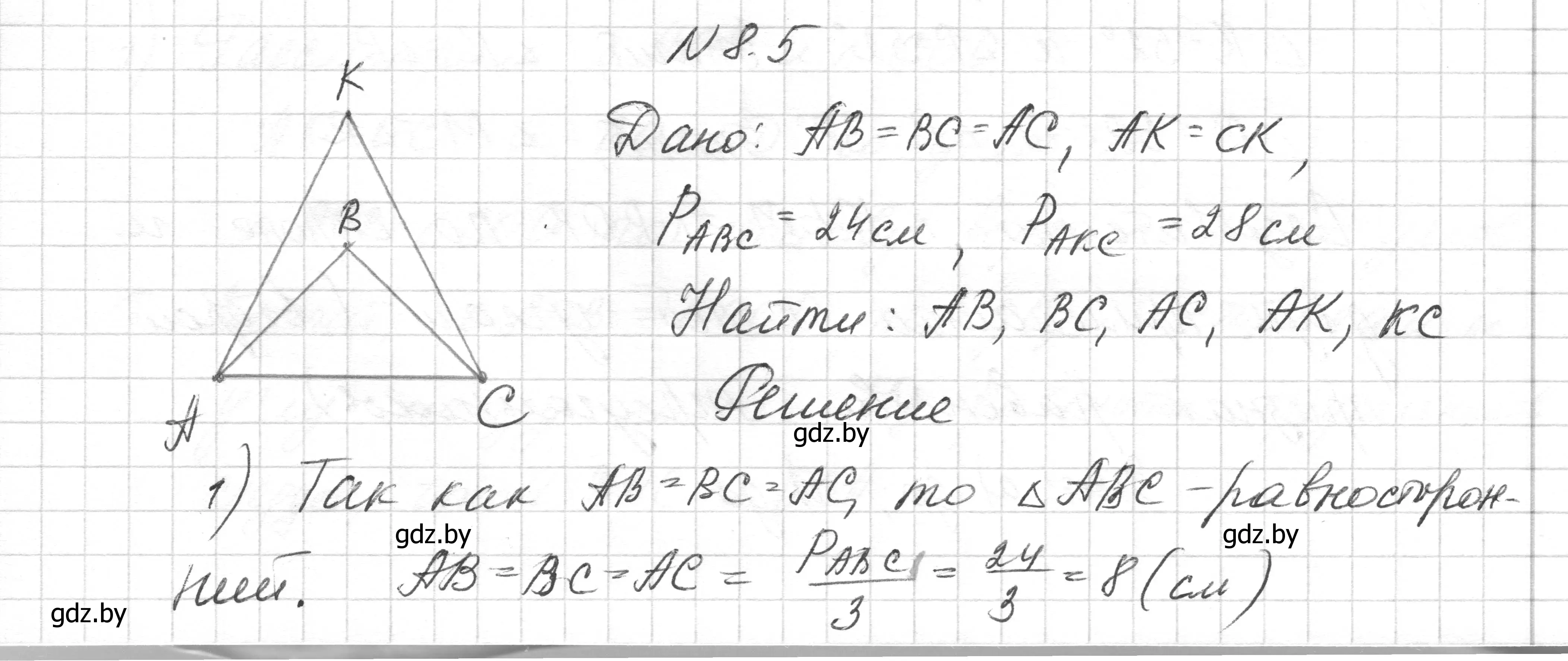 Решение номер 8.5 (страница 20) гдз по геометрии 7-9 класс Кононов, Адамович, сборник задач