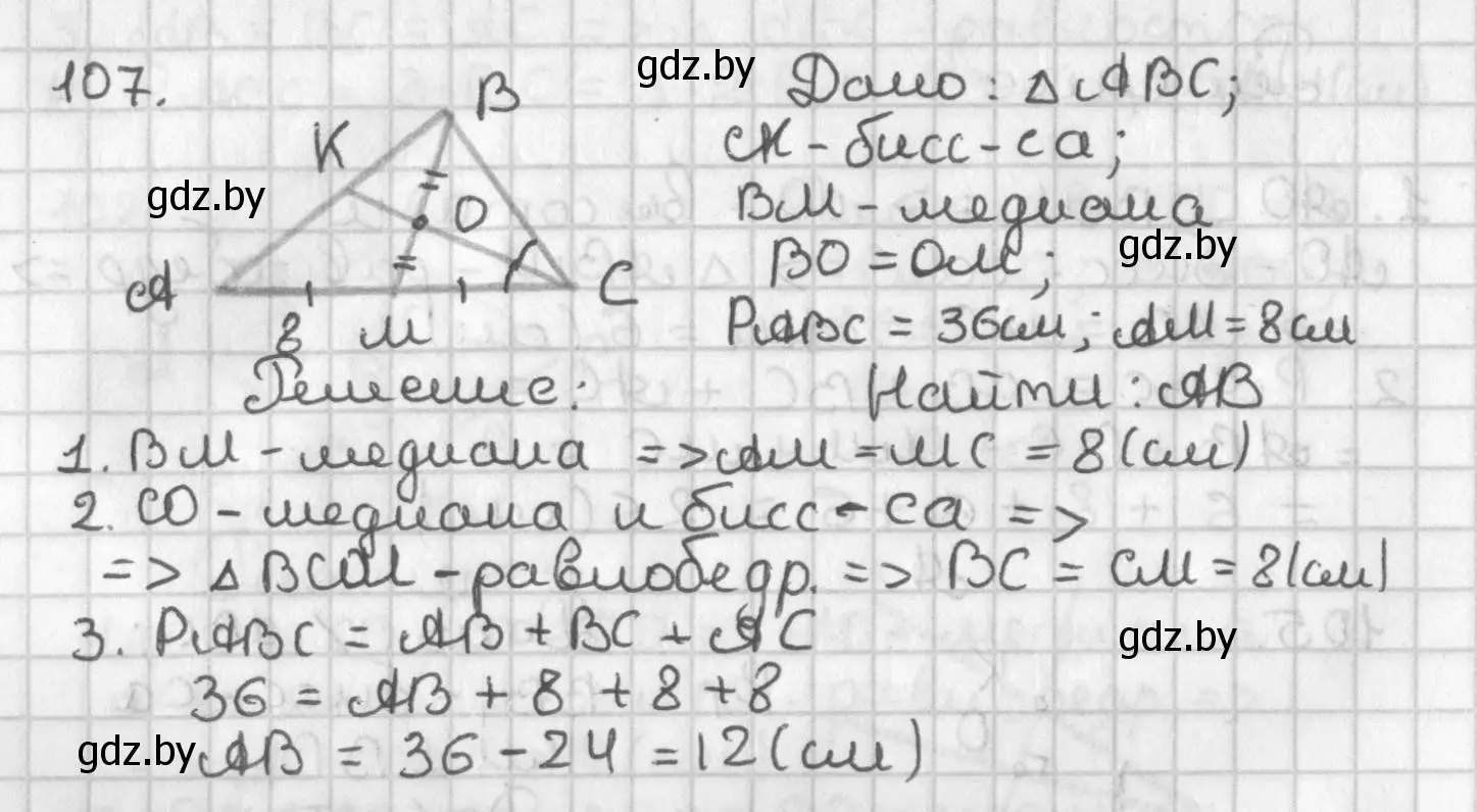 Решение номер 107 (страница 79) гдз по геометрии 7 класс Казаков, учебник