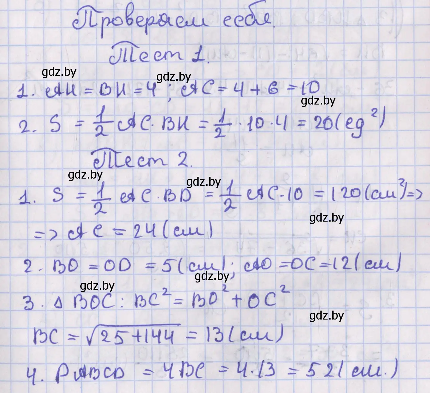 Решение номер тесты (страница 112) гдз по геометрии 8 класс Казаков, учебник