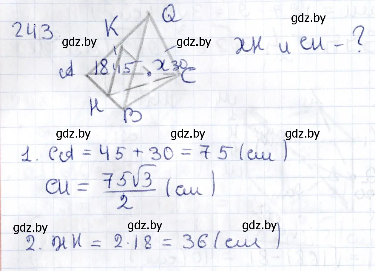 Решение 2. номер 243 (страница 96) гдз по геометрии 10 класс Латотин, Чеботаревский, учебник
