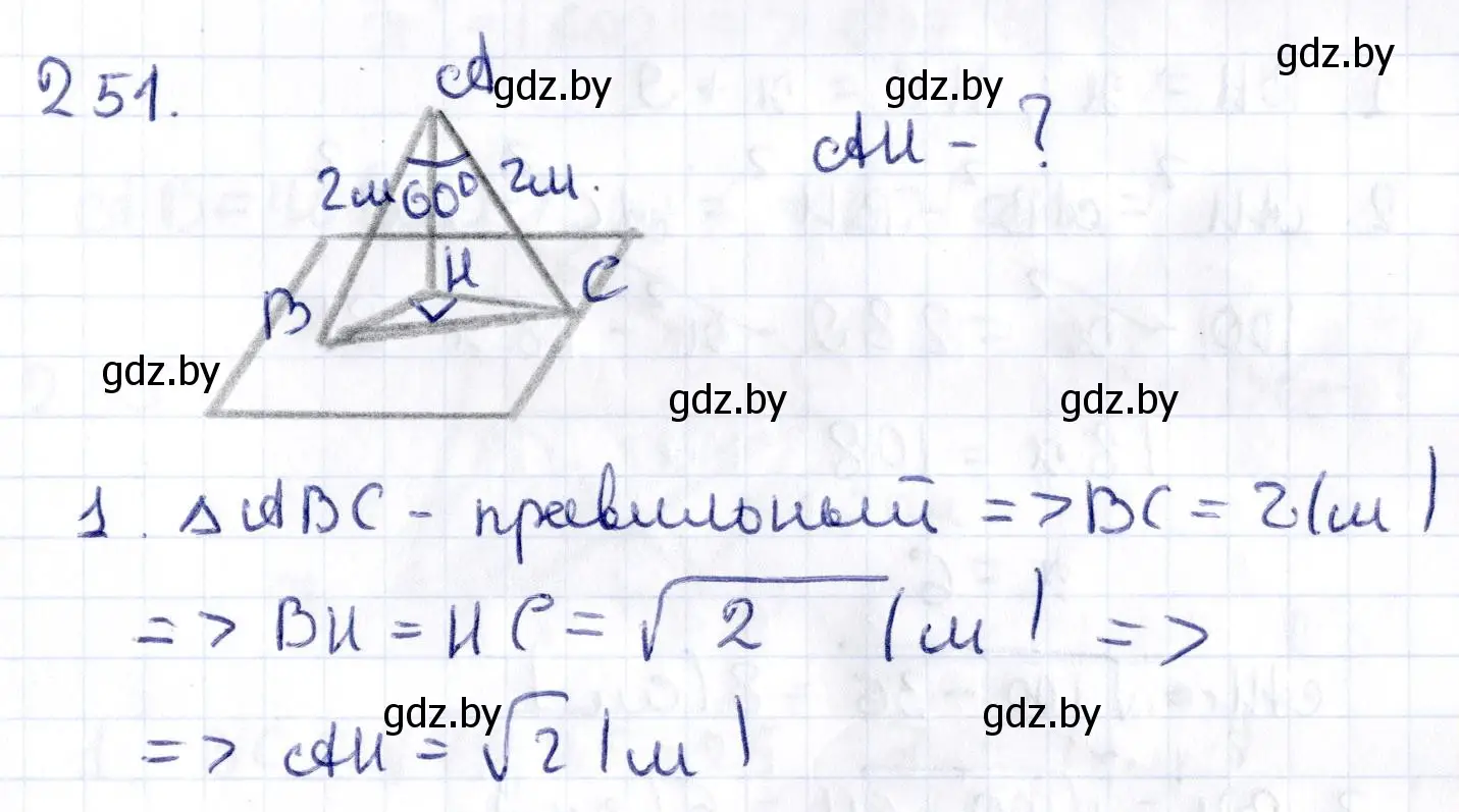 Решение 2. номер 251 (страница 105) гдз по геометрии 10 класс Латотин, Чеботаревский, учебник