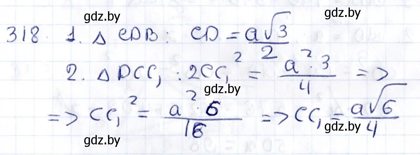 Решение 2. номер 318 (страница 128) гдз по геометрии 10 класс Латотин, Чеботаревский, учебник