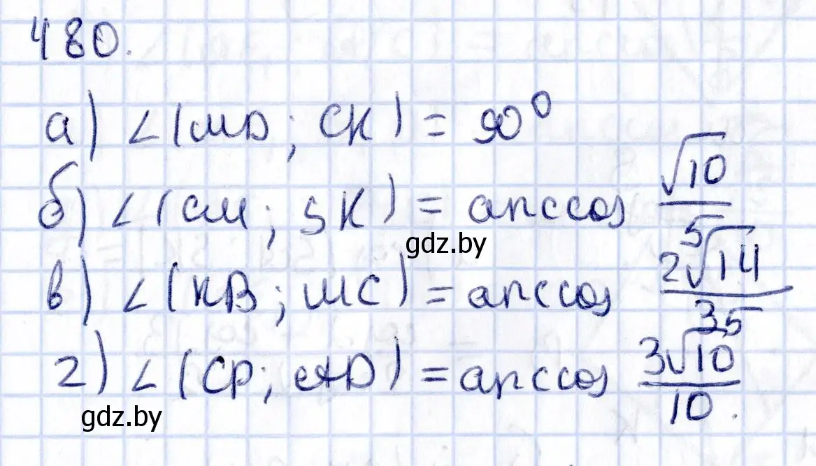 Решение 2. номер 480 (страница 171) гдз по геометрии 10 класс Латотин, Чеботаревский, учебник