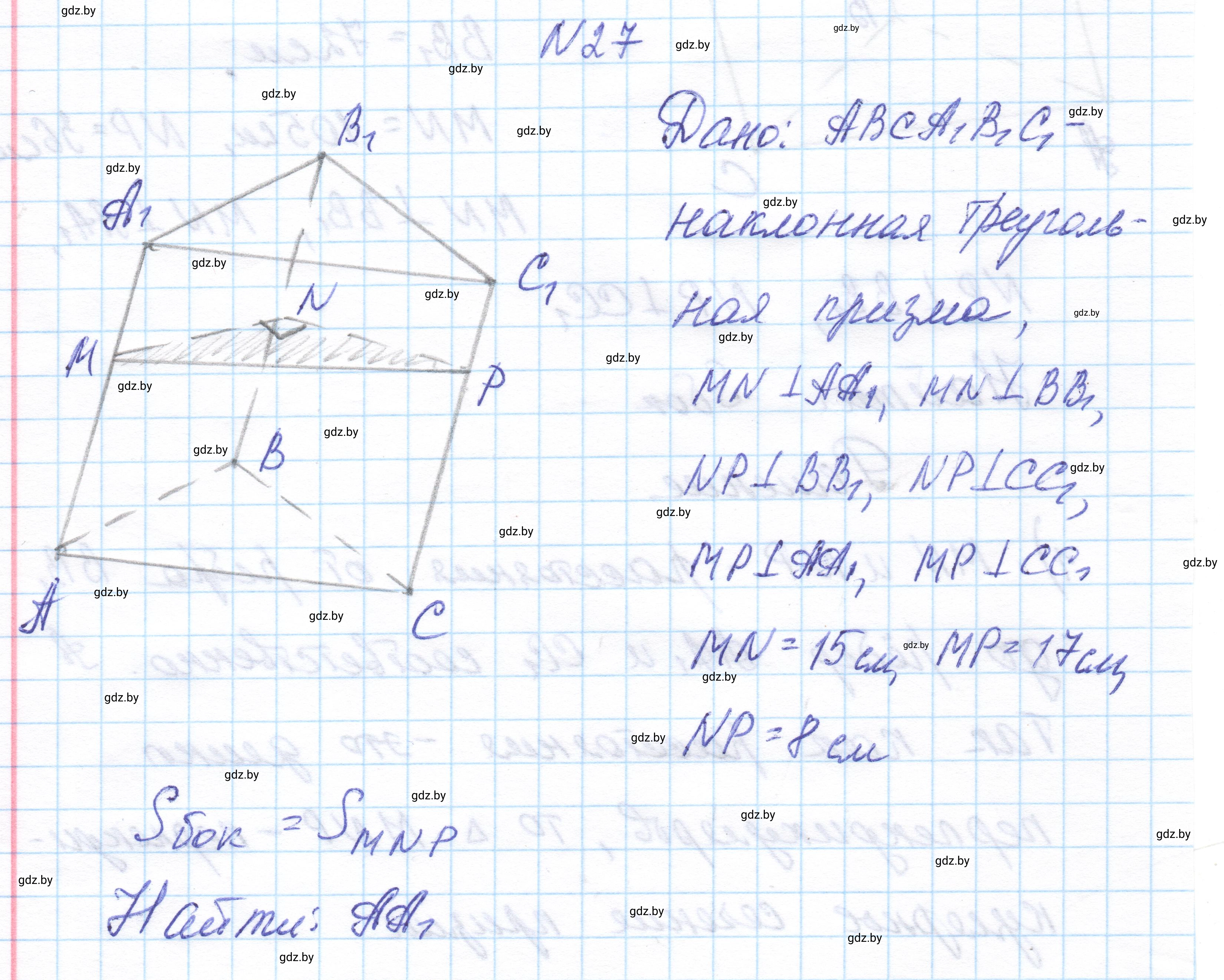 Решение номер 27 (страница 17) гдз по геометрии 11 класс Латотин, Чеботаревский, учебник