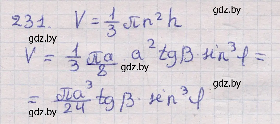 Решение 2. номер 231 (страница 73) гдз по геометрии 11 класс Латотин, Чеботаревский, учебник