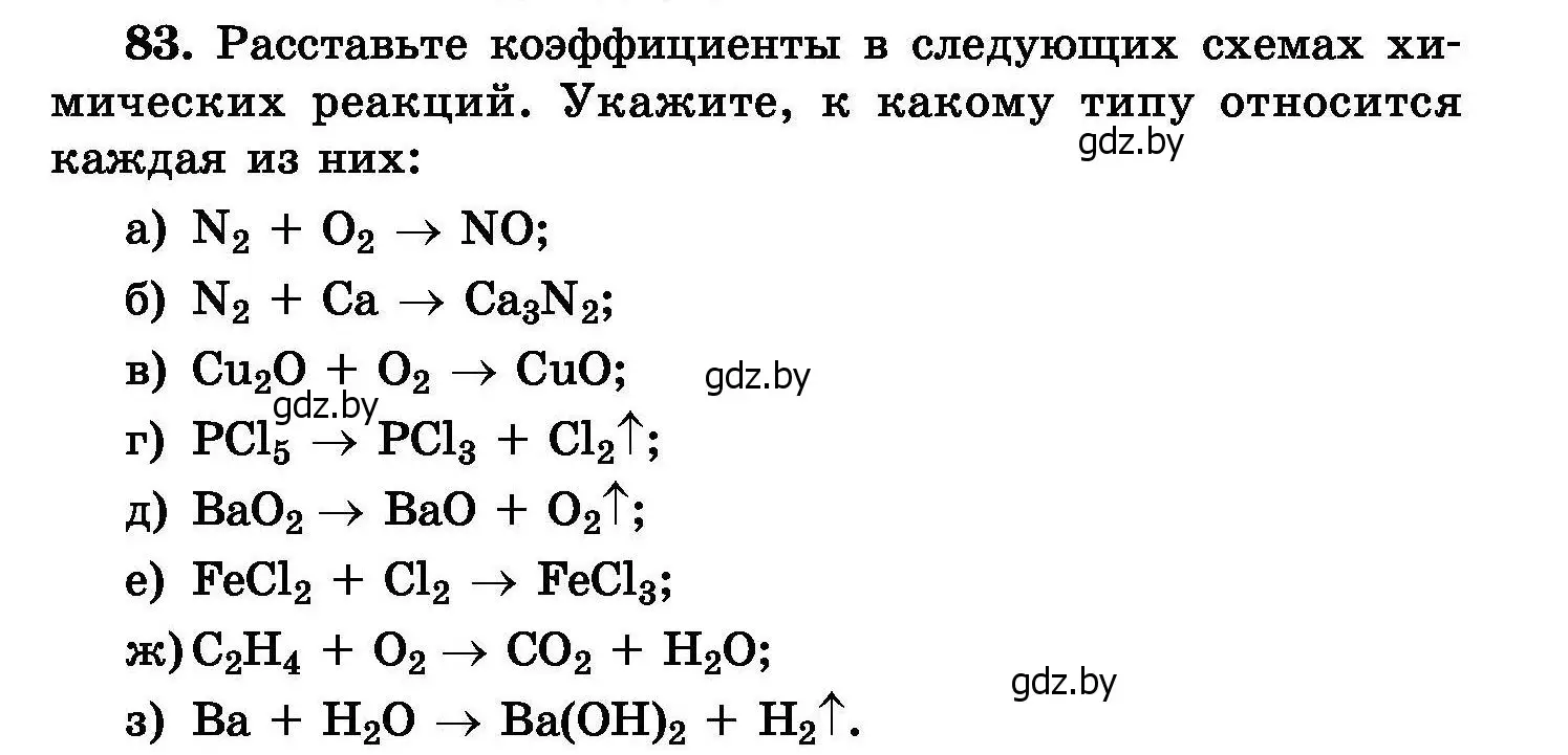 Условие номер 83 (страница 23) гдз по химии 8 класс Хвалюк, Резяпкин, сборник задач