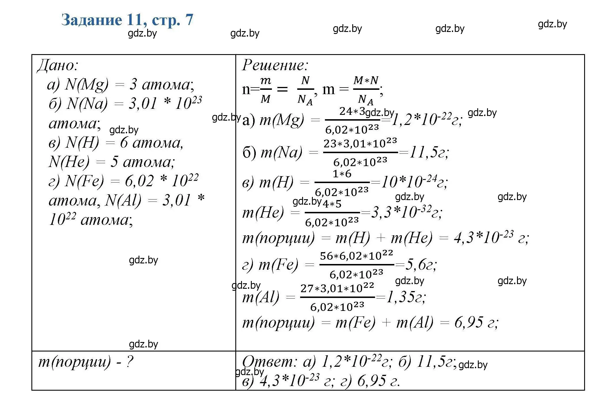 Решение номер 11 (страница 7) гдз по химии 8 класс Хвалюк, Резяпкин, сборник задач