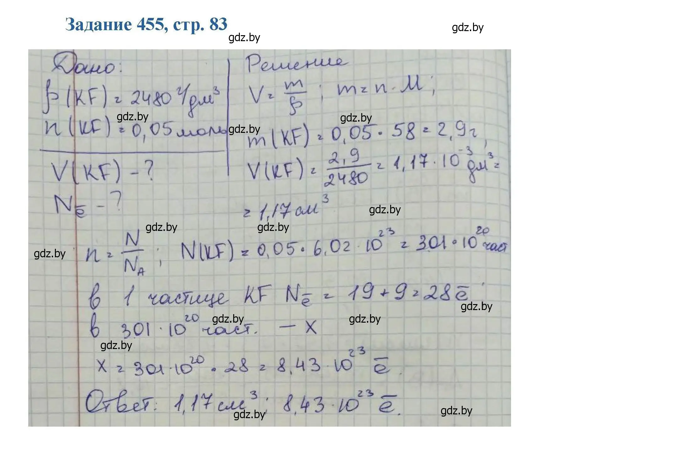 Решение номер 455 (страница 83) гдз по химии 8 класс Хвалюк, Резяпкин, сборник задач