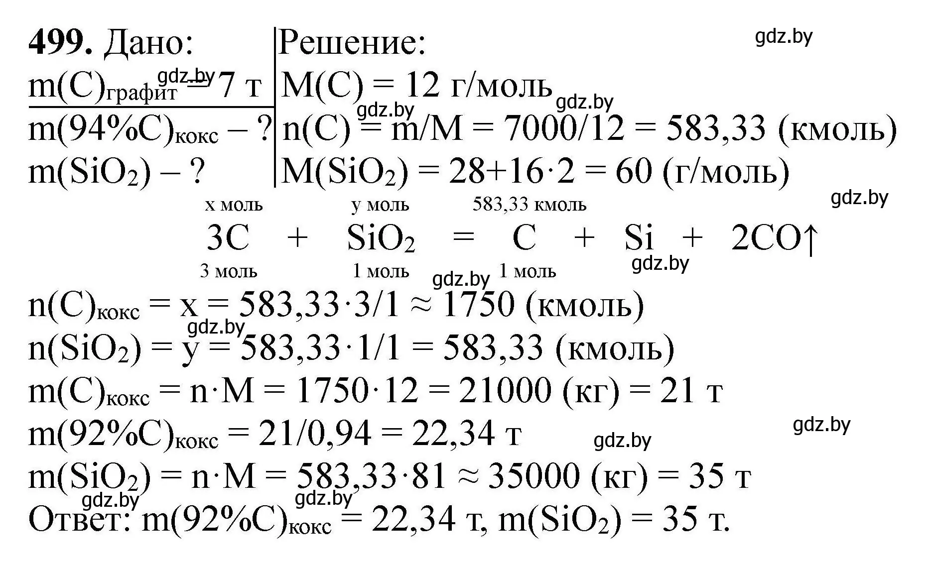 Решение номер 499 (страница 95) гдз по химии 9 класс Хвалюк, Резяпкин, сборник задач