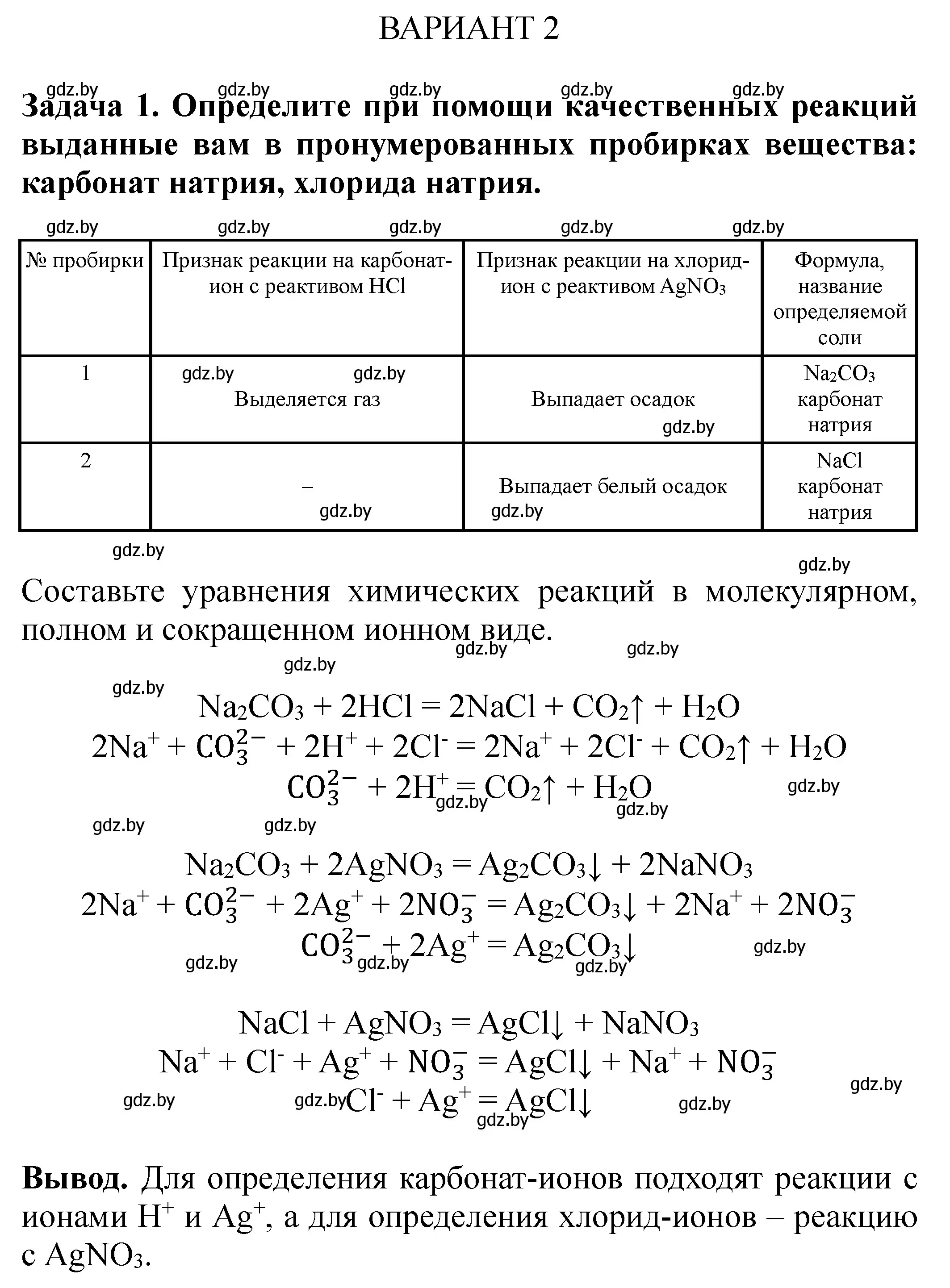 Решение номер вариант 2 (страница 24) гдз по химии 9 класс Сечко, тетрадь для практических работ