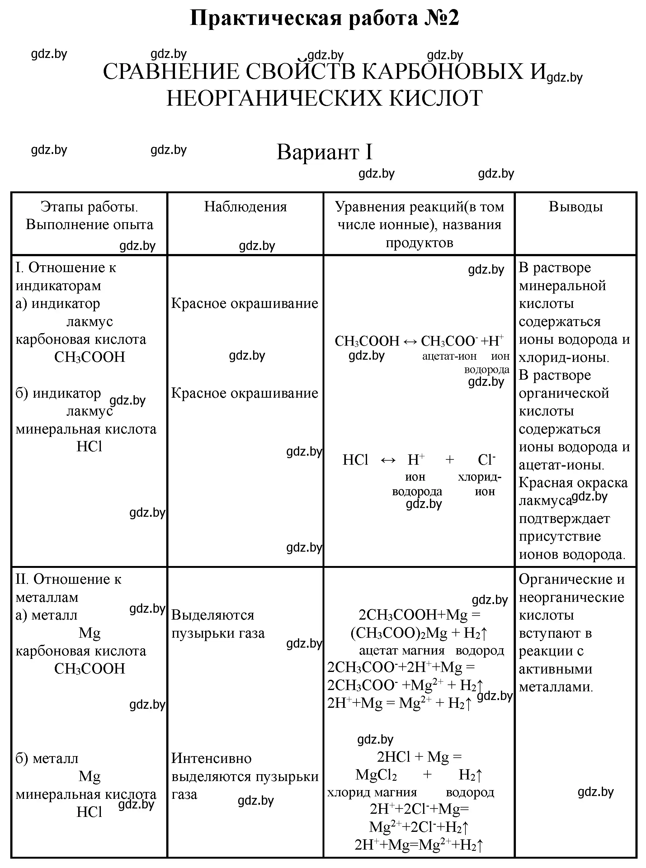 Решение номер 1 (страница 11) гдз по химии 10 класс Борушко, тетрадь для практических работ