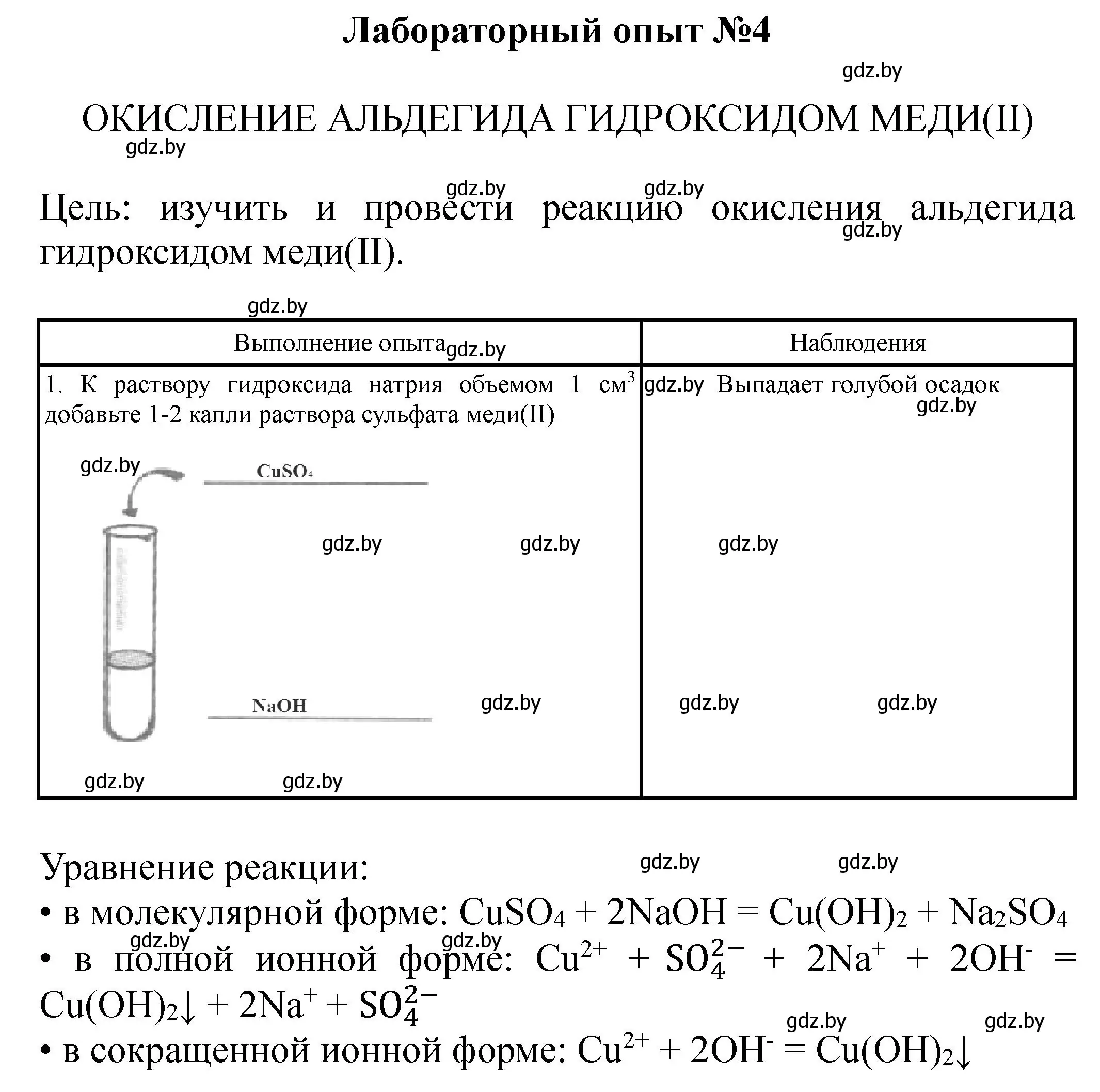 Решение  Лабораторный опыт 4 (страница 6) гдз по химии 10 класс Борушко, тетрадь для практических работ