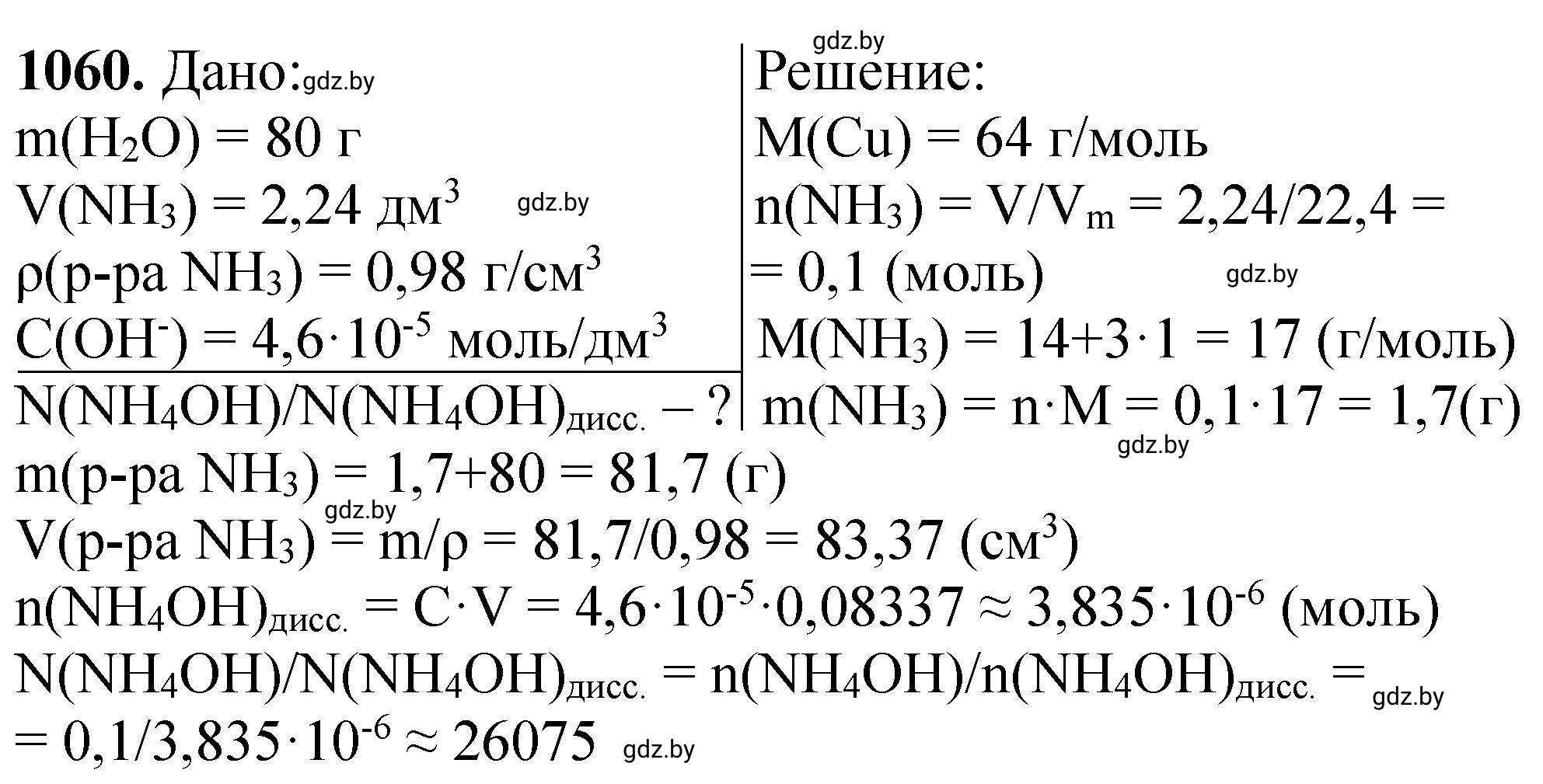 Решение номер 1060 (страница 168) гдз по химии 11 класс Хвалюк, Резяпкин, сборник задач