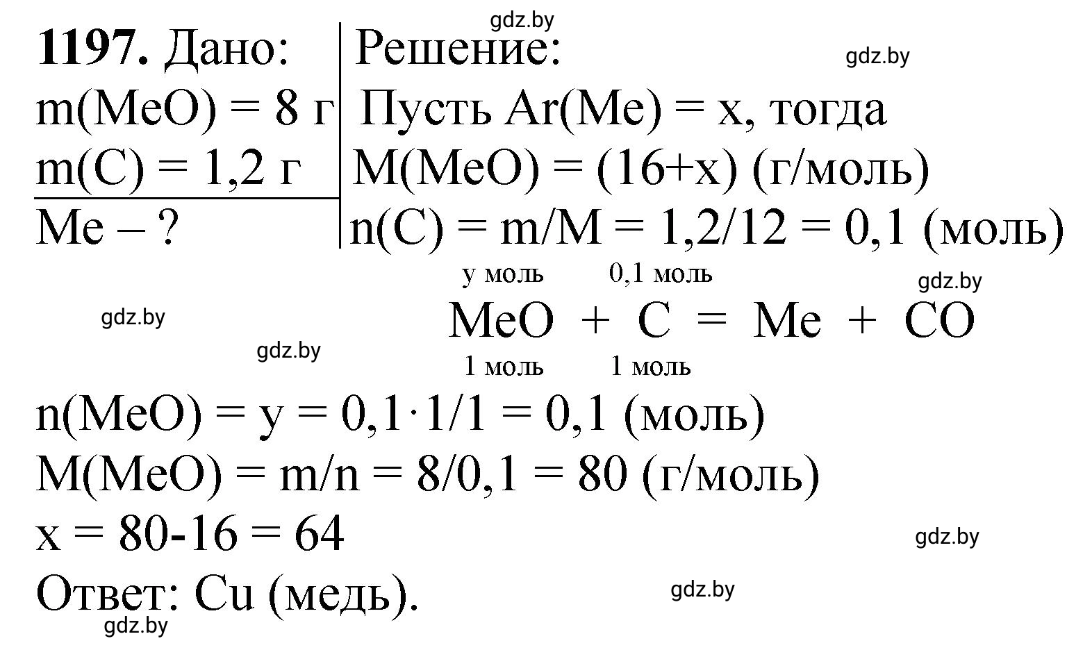 Решение номер 1197 (страница 186) гдз по химии 11 класс Хвалюк, Резяпкин, сборник задач