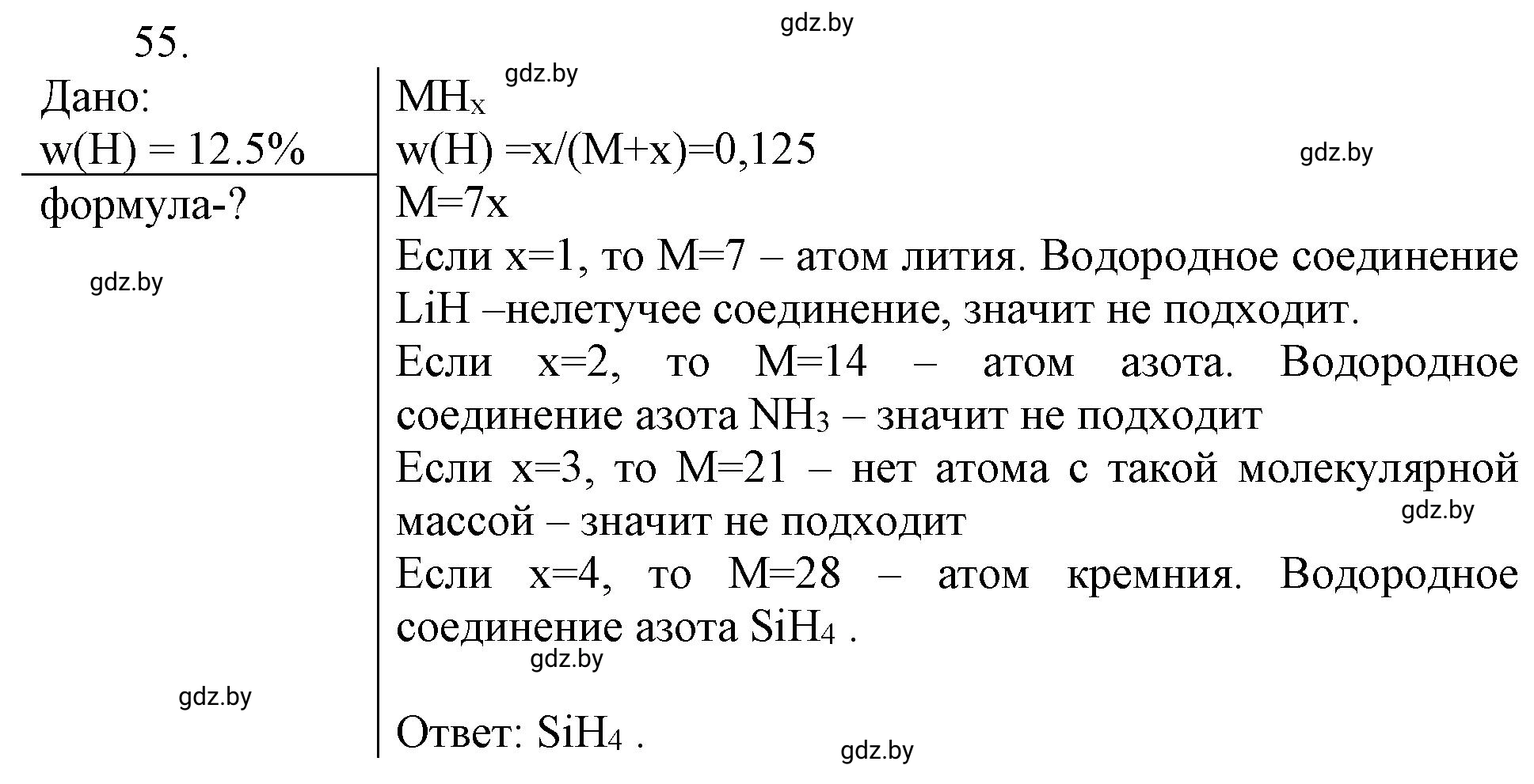 Решение номер 55 (страница 14) гдз по химии 11 класс Хвалюк, Резяпкин, сборник задач