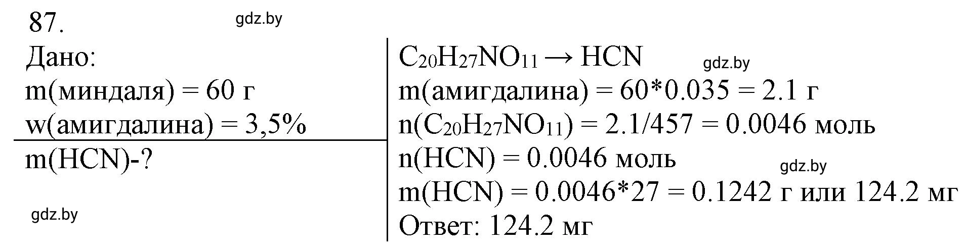 Решение номер 87 (страница 20) гдз по химии 11 класс Хвалюк, Резяпкин, сборник задач