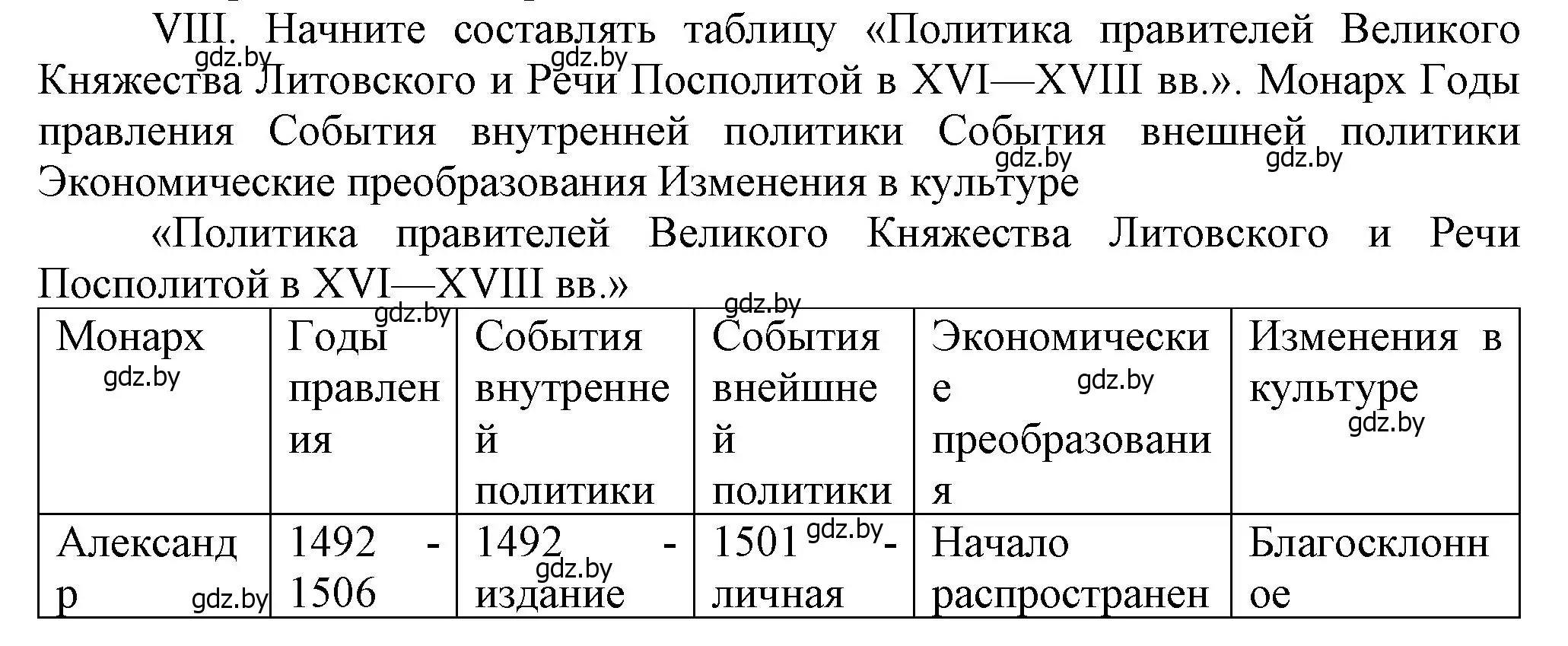 Решение номер VIII (страница 46) гдз по истории Беларуси 7 класс Воронин, Скепьян, учебник