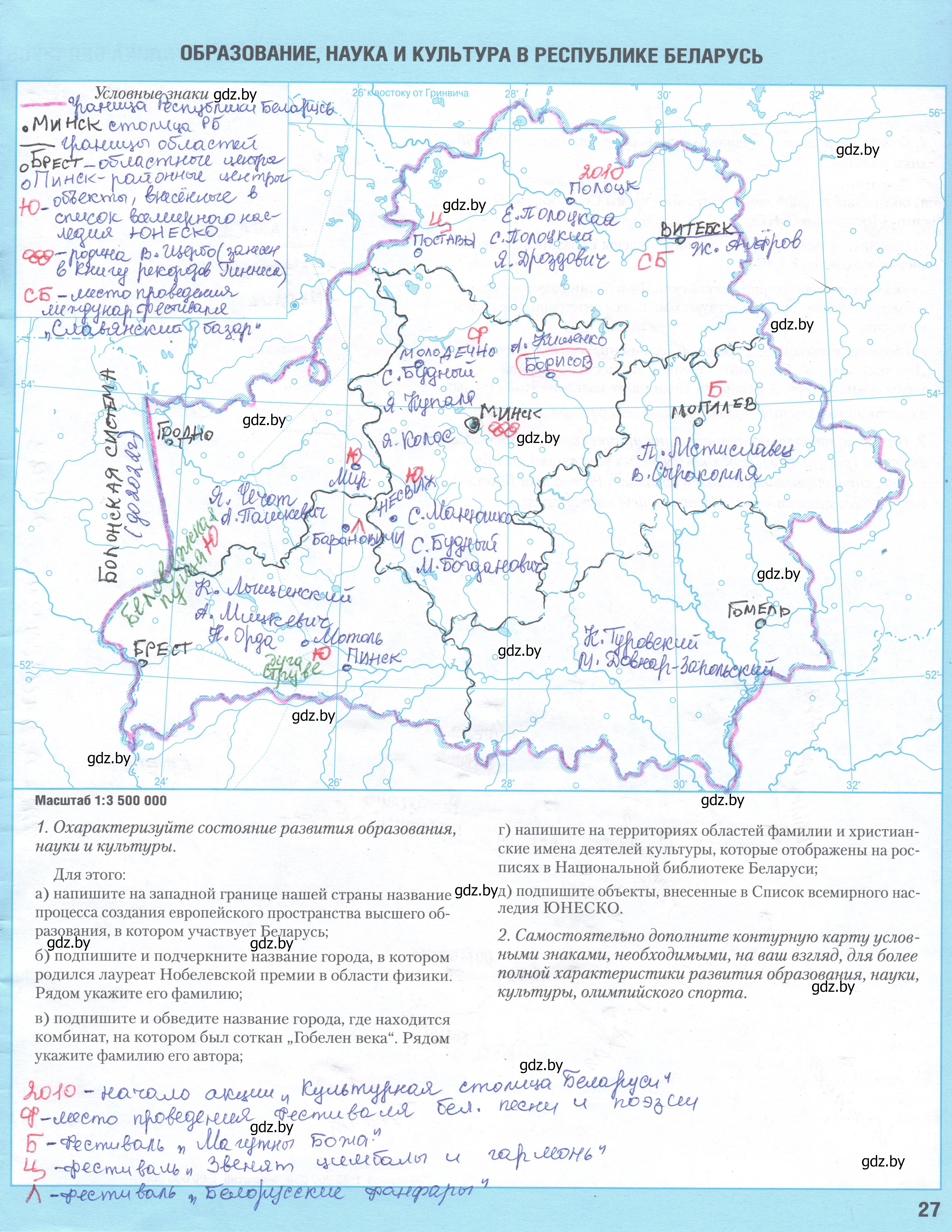 Решение  27 (страница 27) гдз по истории Беларуси 9 класс Лукашевич, Панов, контурные карты