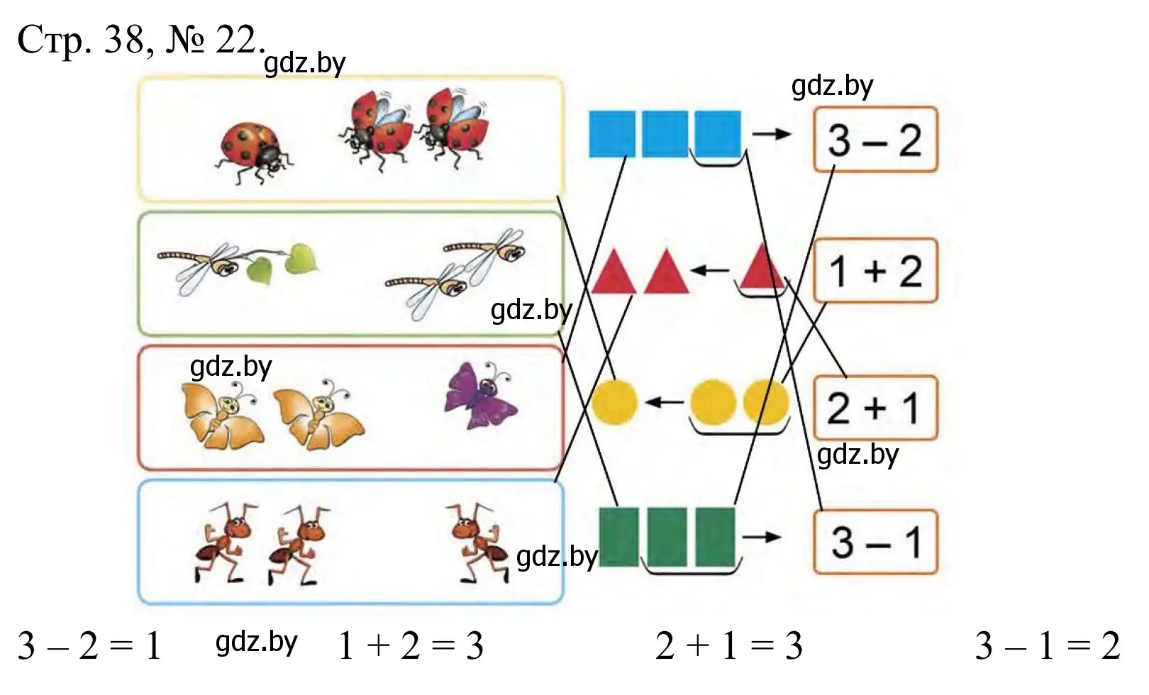 Решение номер 22 (страница 38) гдз по математике 1 класс Муравьева, Урбан, учебник 1 часть