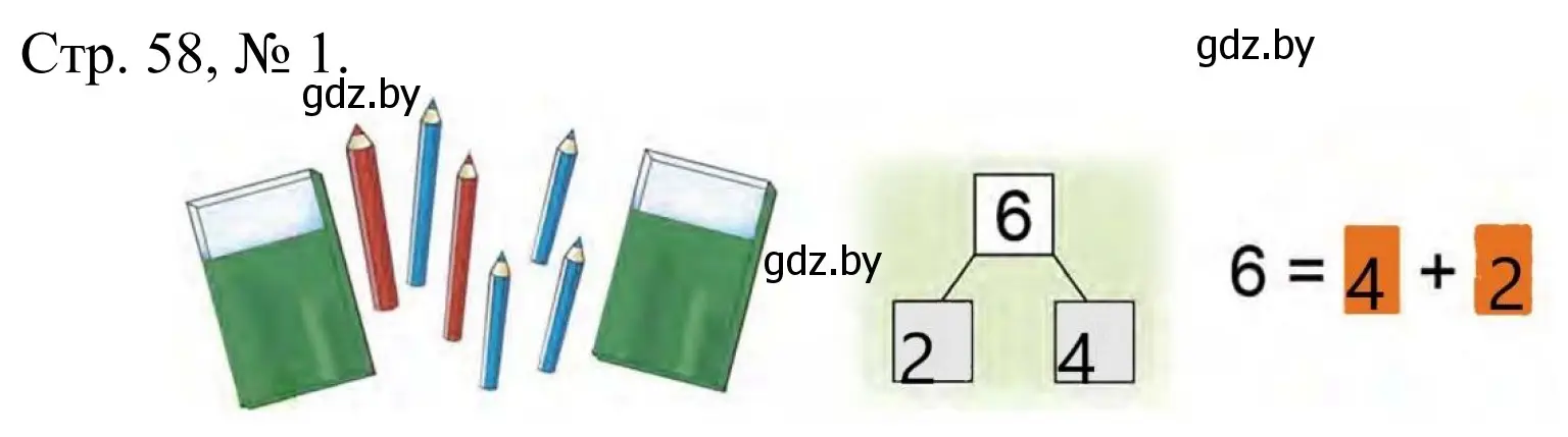 Решение номер 1 (страница 58) гдз по математике 1 класс Муравьева, Урбан, учебник 1 часть