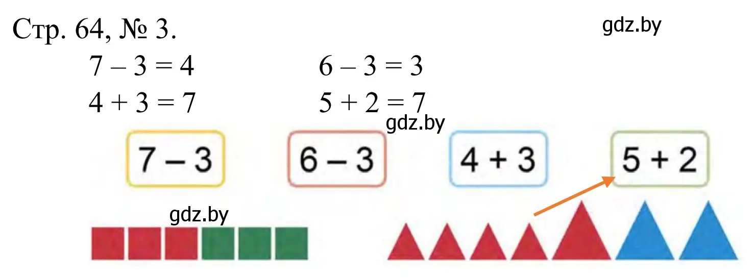 Решение номер 3 (страница 64) гдз по математике 1 класс Муравьева, Урбан, учебник 1 часть