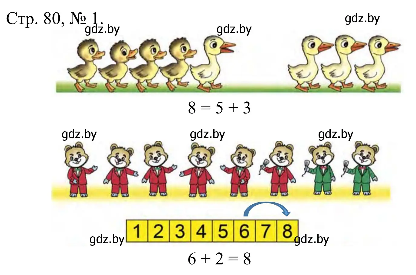 Решение номер 1 (страница 80) гдз по математике 1 класс Муравьева, Урбан, учебник 1 часть