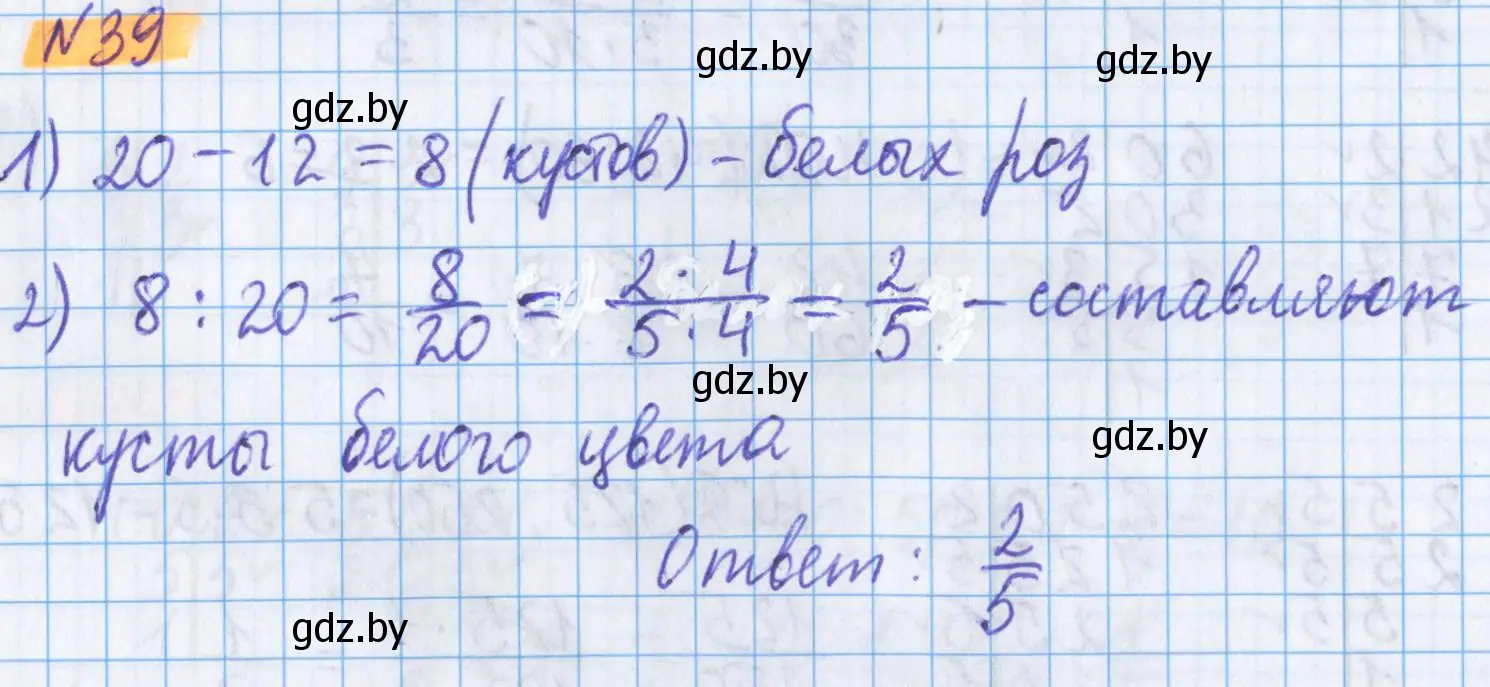 Решение 2. номер 39 (страница 21) гдз по математике 5 класс Герасимов, Пирютко, учебник 2 часть