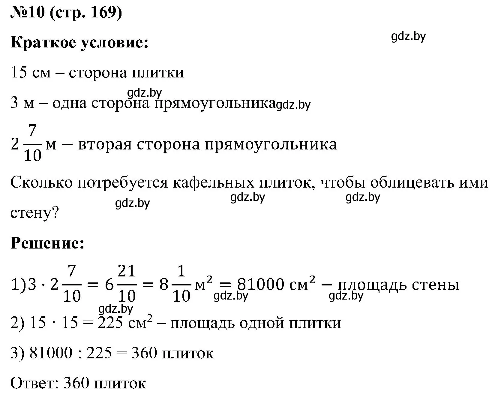 Решение номер 10 (страница 169) гдз по математике 5 класс Пирютко, Терешко, сборник задач