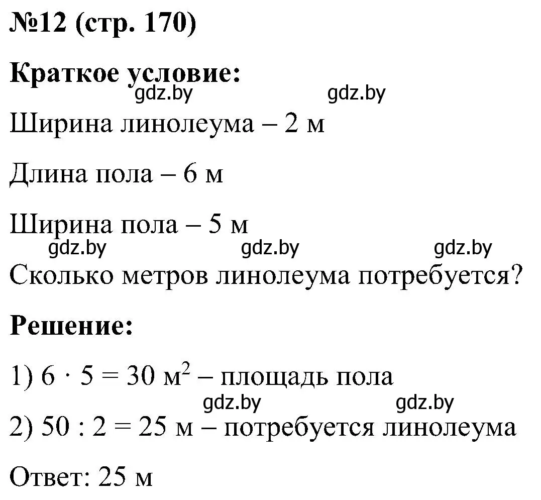 Решение номер 12 (страница 170) гдз по математике 5 класс Пирютко, Терешко, сборник задач