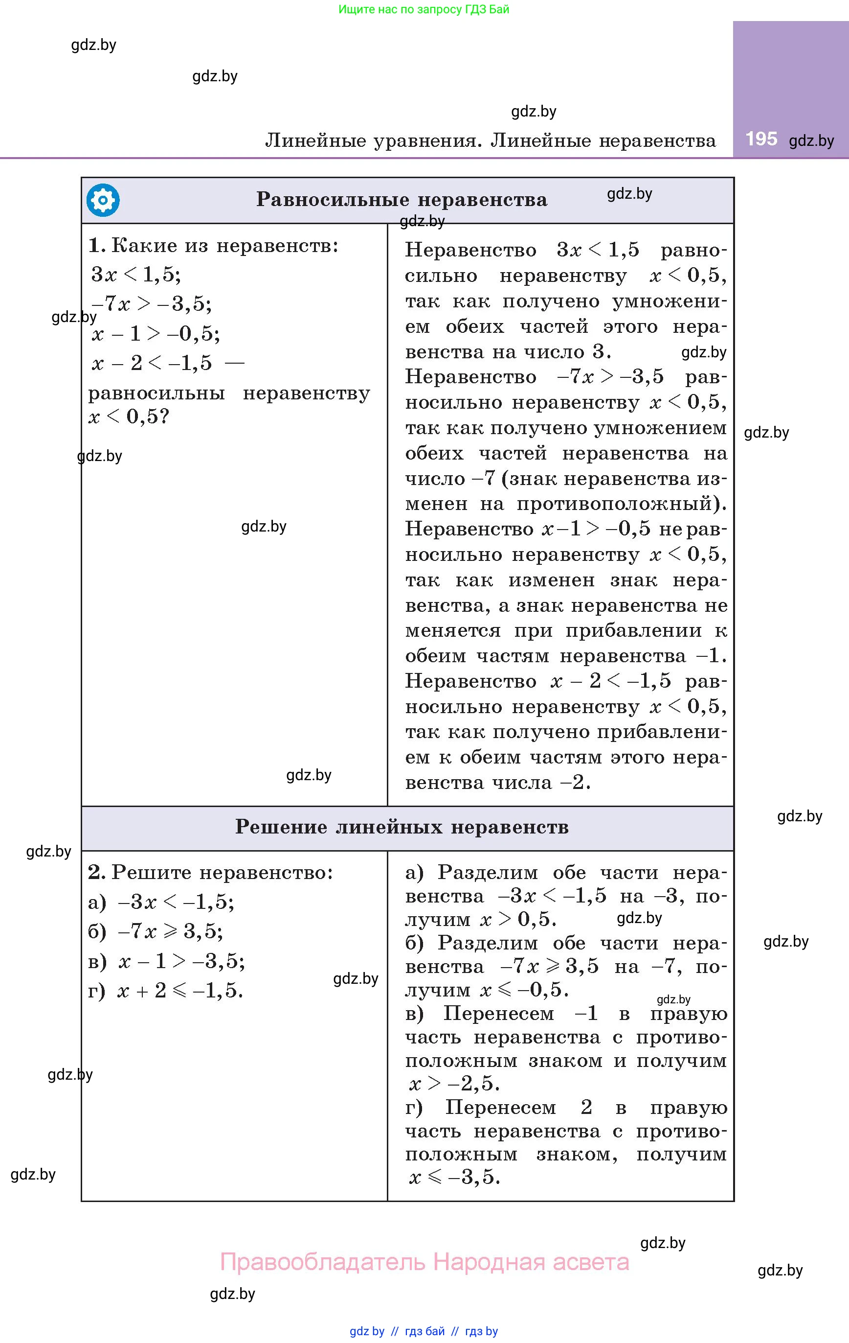 Алгебра, 7 класс Учебник, авторы: Арефьева Ирина Глебовна, Пирютко Ольга Николаевна, издательство Народная асвета, Минск, 2022, зелёного цвета, страница 195