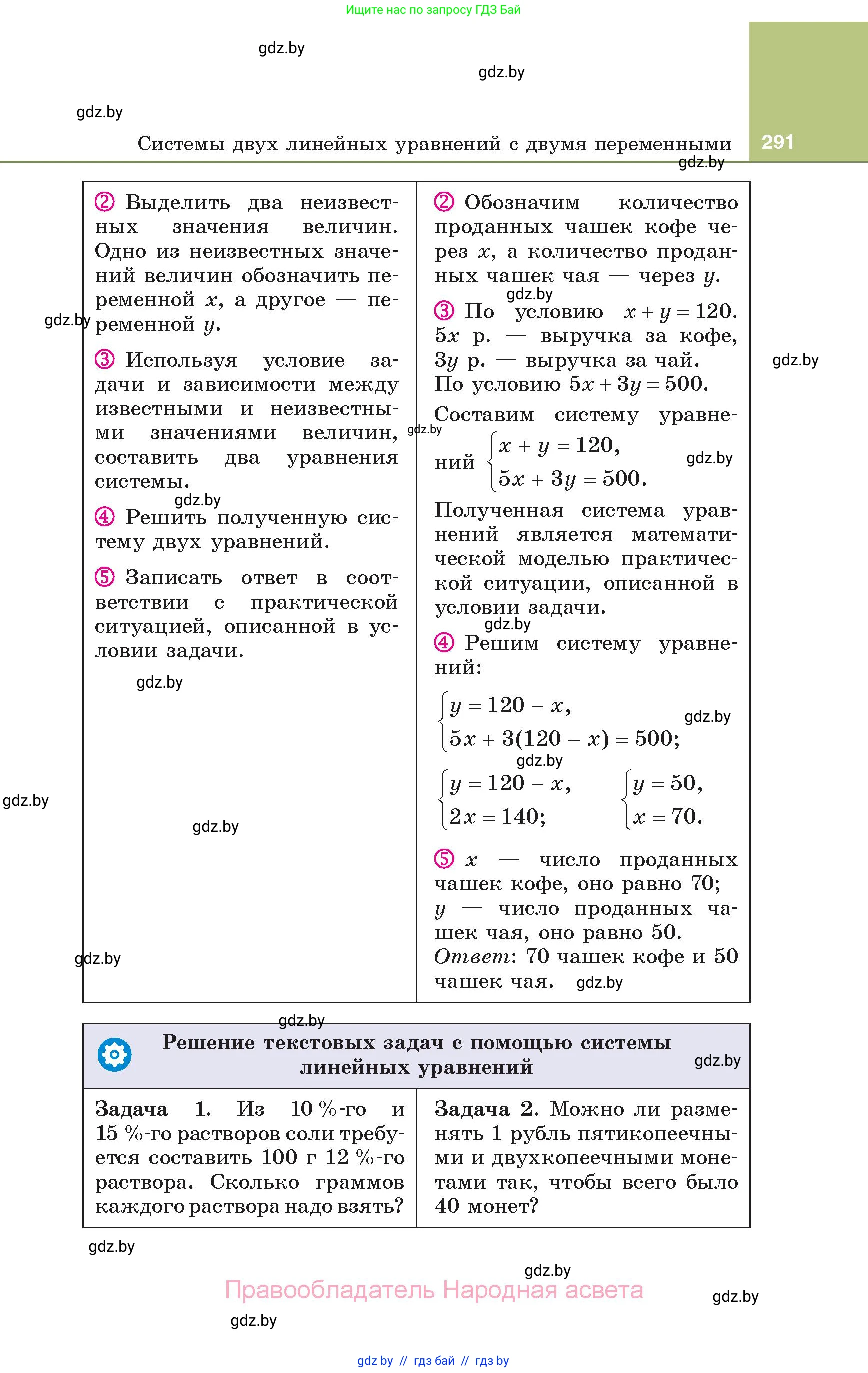 Алгебра, 7 класс Учебник, авторы: Арефьева Ирина Глебовна, Пирютко Ольга Николаевна, издательство Народная асвета, Минск, 2022, зелёного цвета, страница 291