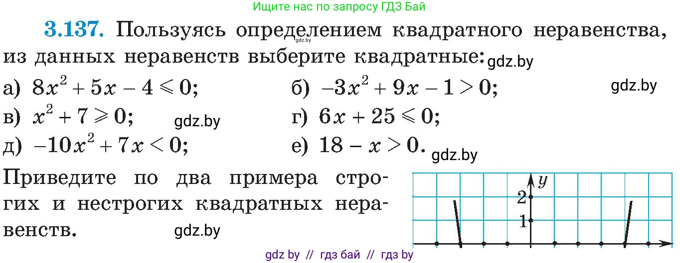 Алгебра, 8 класс Учебник, авторы: Арефьева Ирина Глебовна, Пирютко Ольга Николаевна, издательство Адукацыя i выхаванне, Минск, 2024, бирюзового цвета, страница 195, номер 3.137, Условие