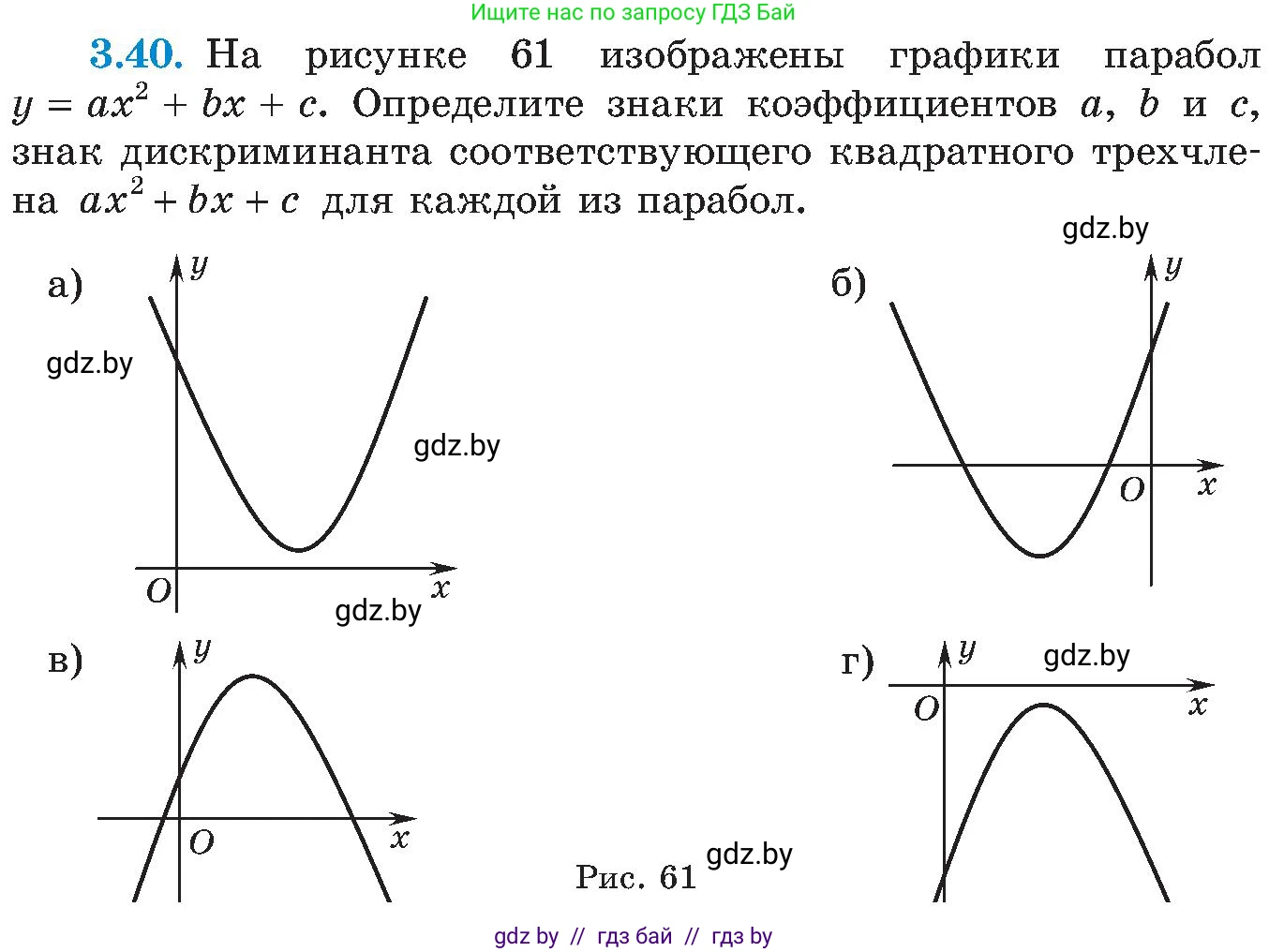 Алгебра, 8 класс Учебник, авторы: Арефьева Ирина Глебовна, Пирютко Ольга Николаевна, издательство Адукацыя i выхаванне, Минск, 2024, бирюзового цвета, страница 170, номер 3.40, Условие